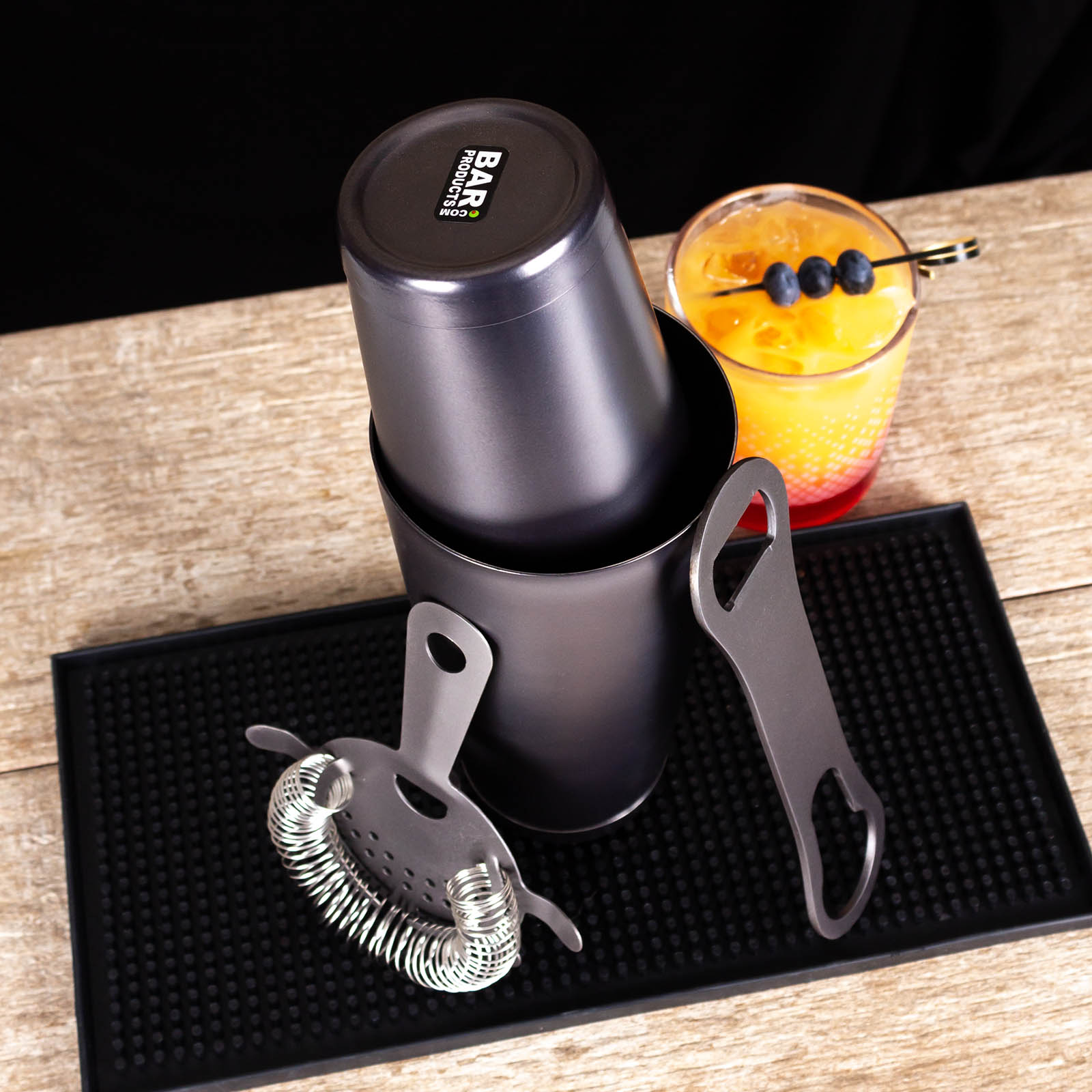 4-Piece Bar Set with V-Rod® in Gunmetal Finish - Perfect for Home Bars, Restaurants, and Outdoor Entertaining