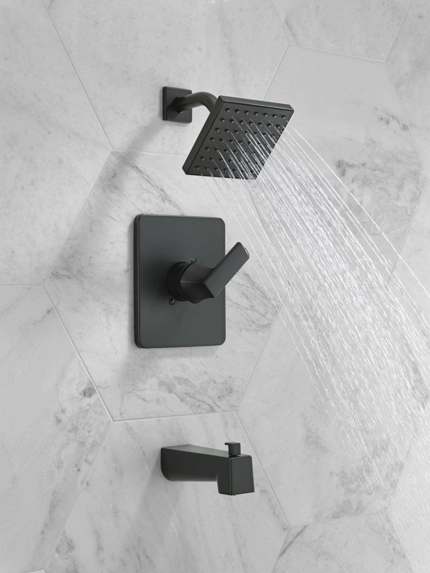 Delta Faucet Velum 14 Series Single-Function Matte Black Shower Faucet Set with Handle & Trim Kit (T14437-BL) - Perfect for Modern Bathroom Renovations & Tub/Shower Upgrades (Valve Not Included)