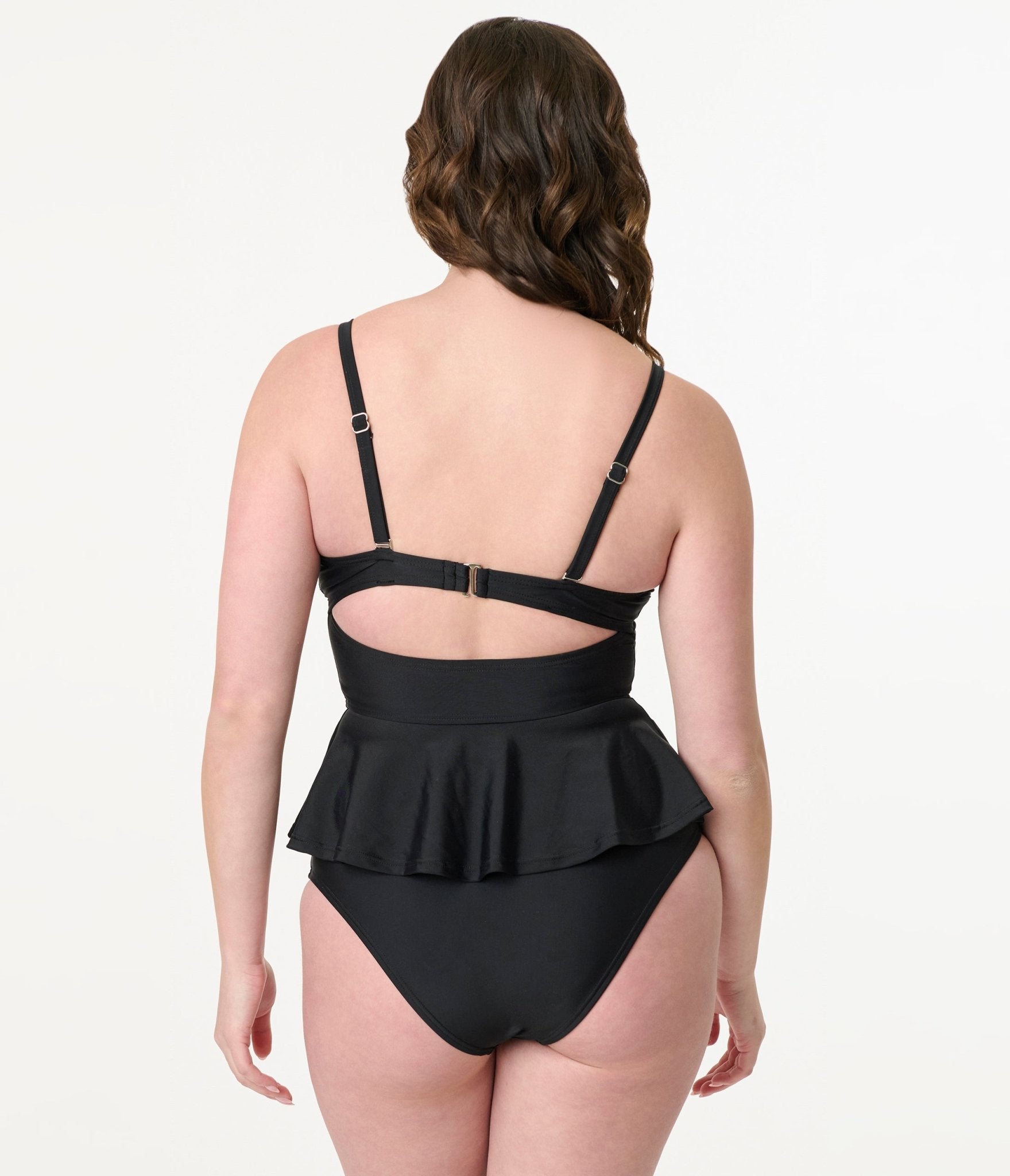 Vintage Black Solana Tankini Swim Top - Retro High Neck Bikini Top for Women, Perfect for Beach, Pool & Summer Vacations