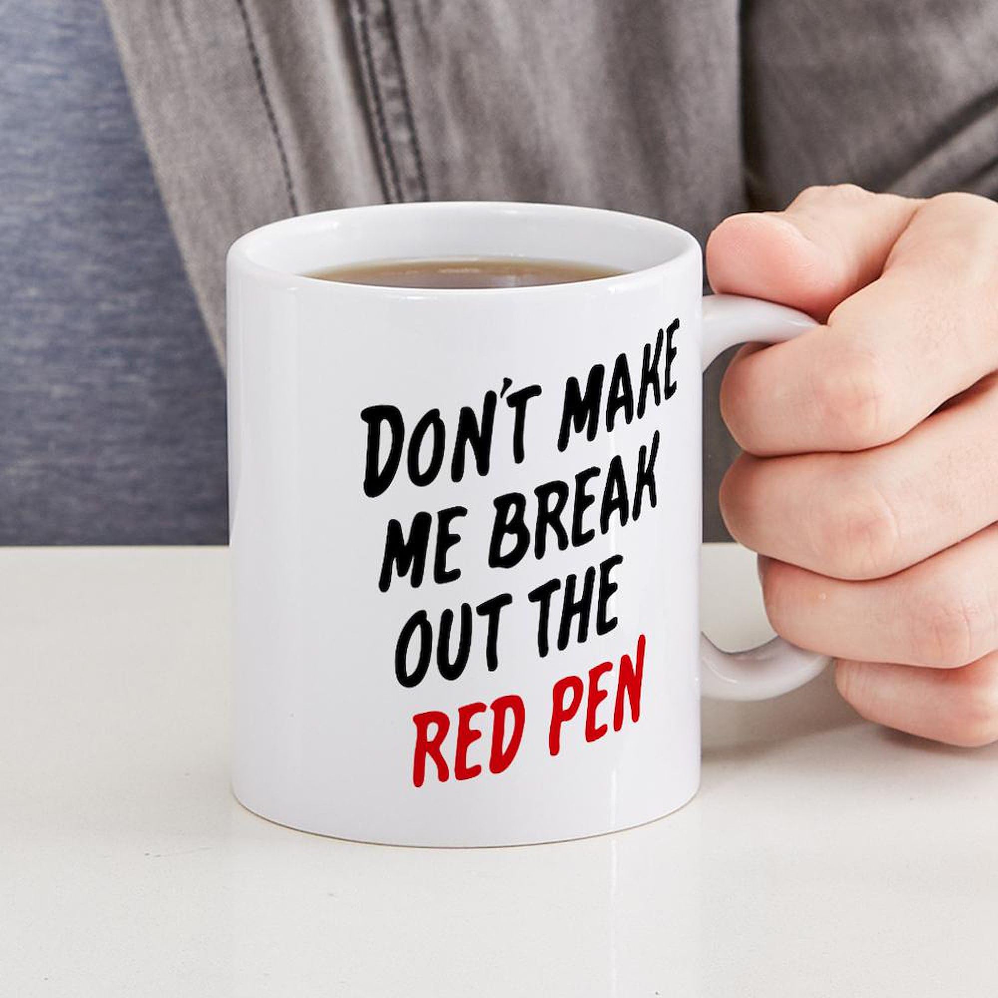 CafePress Red Pen Ceramic Coffee Mug - 11 oz (325 ml) for Office, Home & Gifts | Perfect for Writers, Teachers & Coffee Lovers