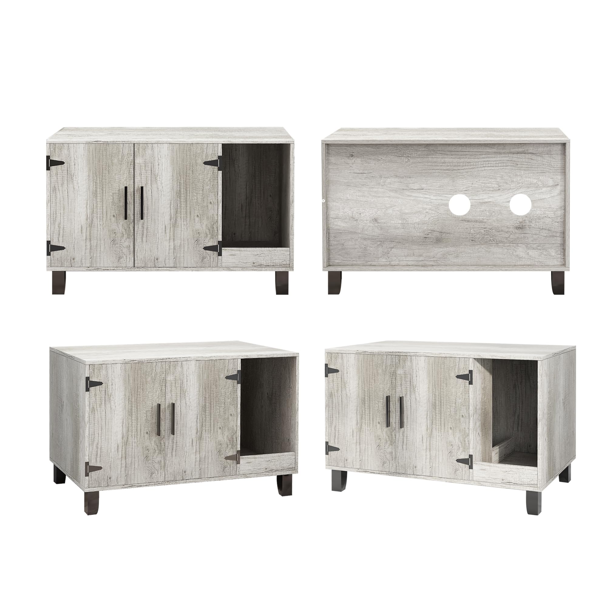 TaoHFE Wooden Cat Litter Box Enclosure Furniture - Hidden Litter Box Cabinet with Scratch Pad - Farmhouse Style Pine Cat House for Home Decor - Perfect for Small Spaces & Multi-Cat Households