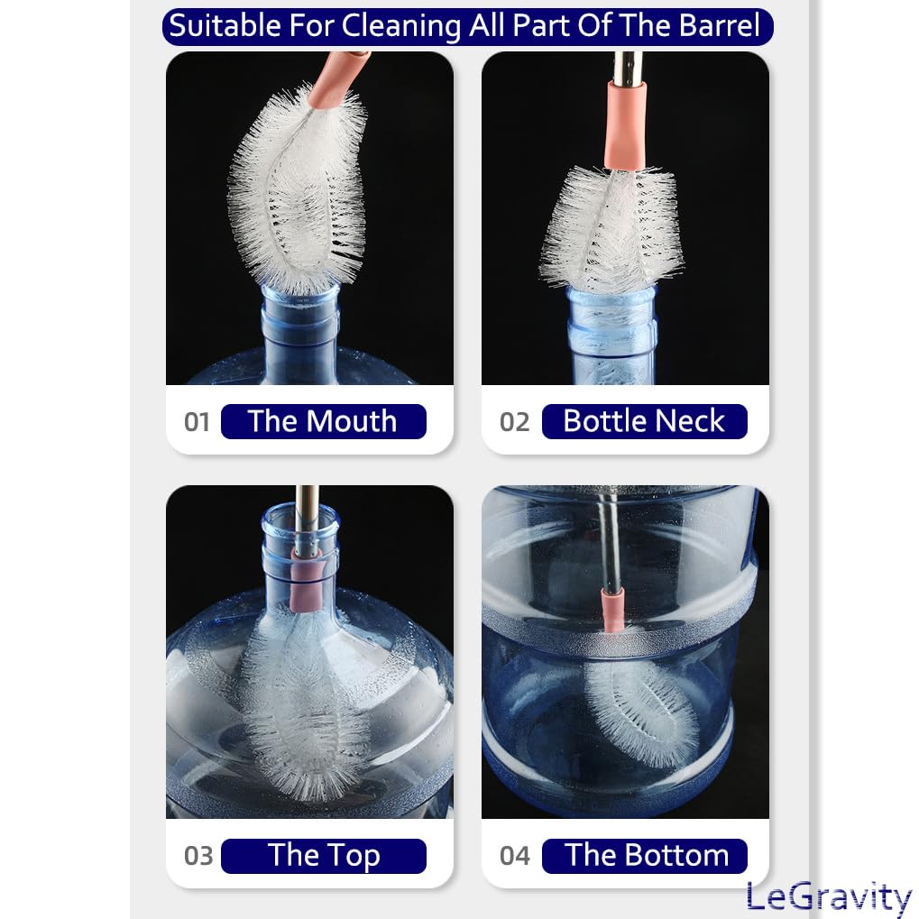 LeGravity 6-Pack Long Handle Bottle Brushes - Stiff Nylon Bristles for 1-5 Gallon Buckets - Ideal for Home & Commercial Cleaning