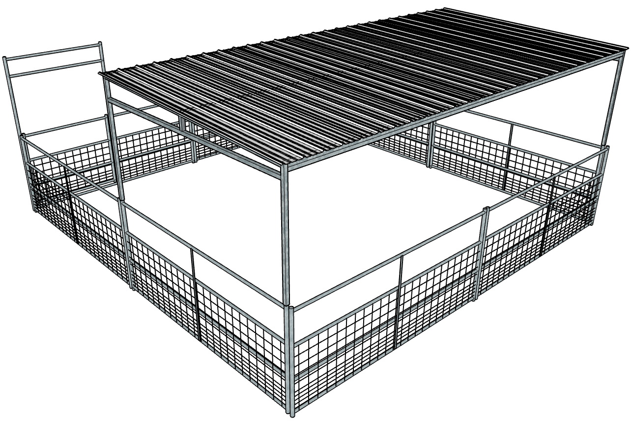 20 Ft x 20 Ft Galvanized Steel 4-Rail Horse Stall Kit with Mesh Panels & Roof - Durable Stable Shelter for Horses, Livestock & Farm Animals