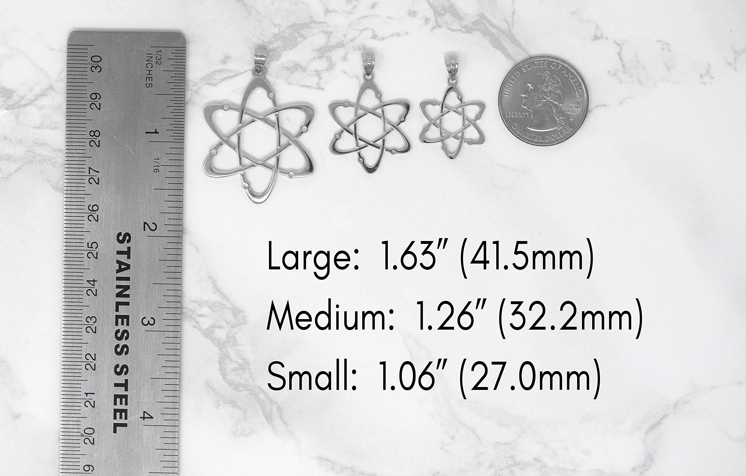 Sterling Silver Carbon Atom Science Reversible Charm Pendant Necklace for Chemistry Lovers - Unique Science Jewelry Gift for Students & Teachers