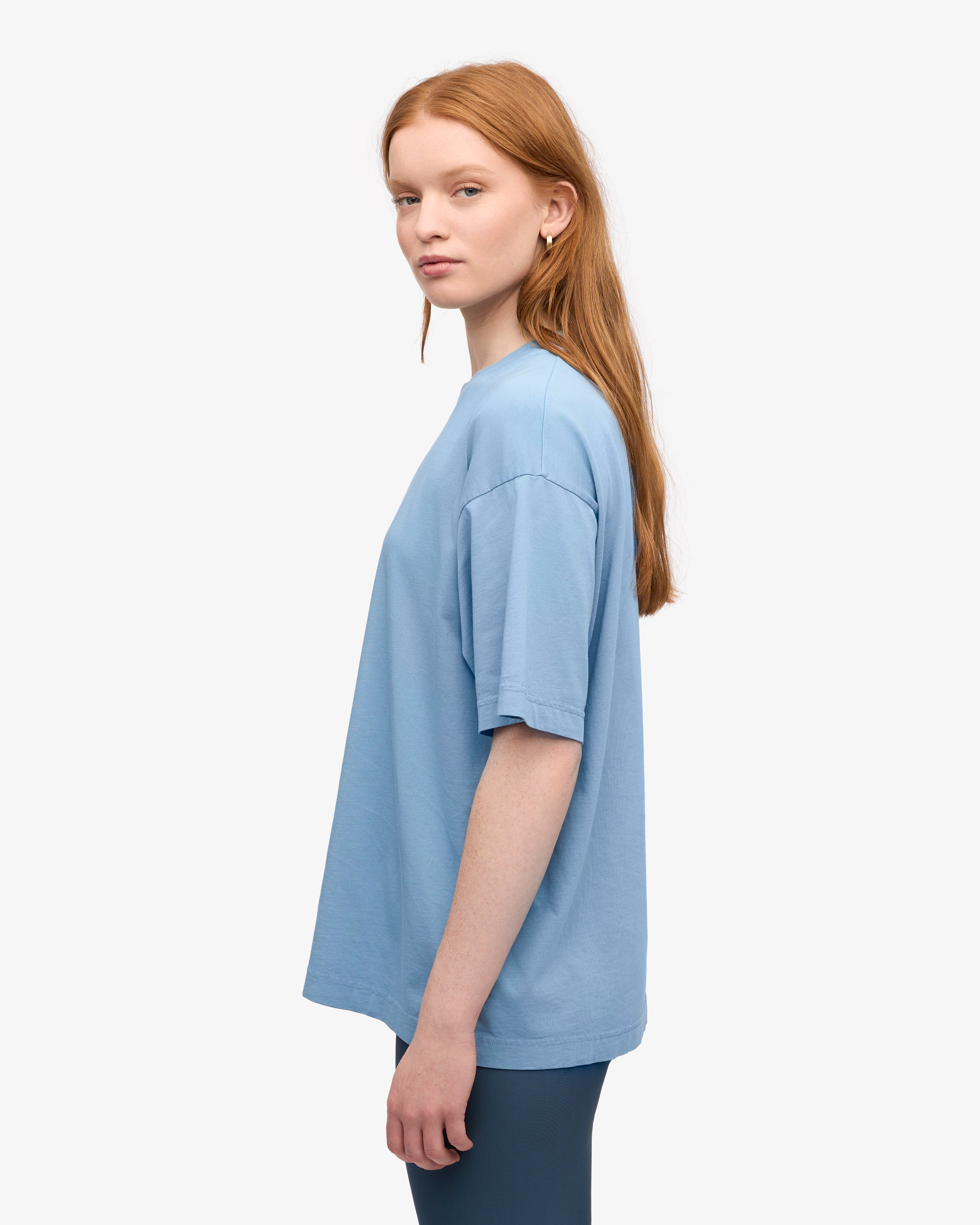 Oversized Organic Cotton T-Shirt for Women - Soft & Comfortable Seaside Blue Tee - Perfect for Casual Wear, Beach Outings, and Relaxing at Home