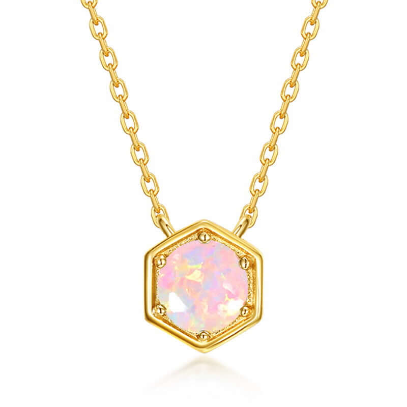 Hexagon Bezel Birthstone Necklace - Personalized Gemstone Jewelry for Women | NL812 | Perfect Gift for Birthday, Anniversary & Mother's Day