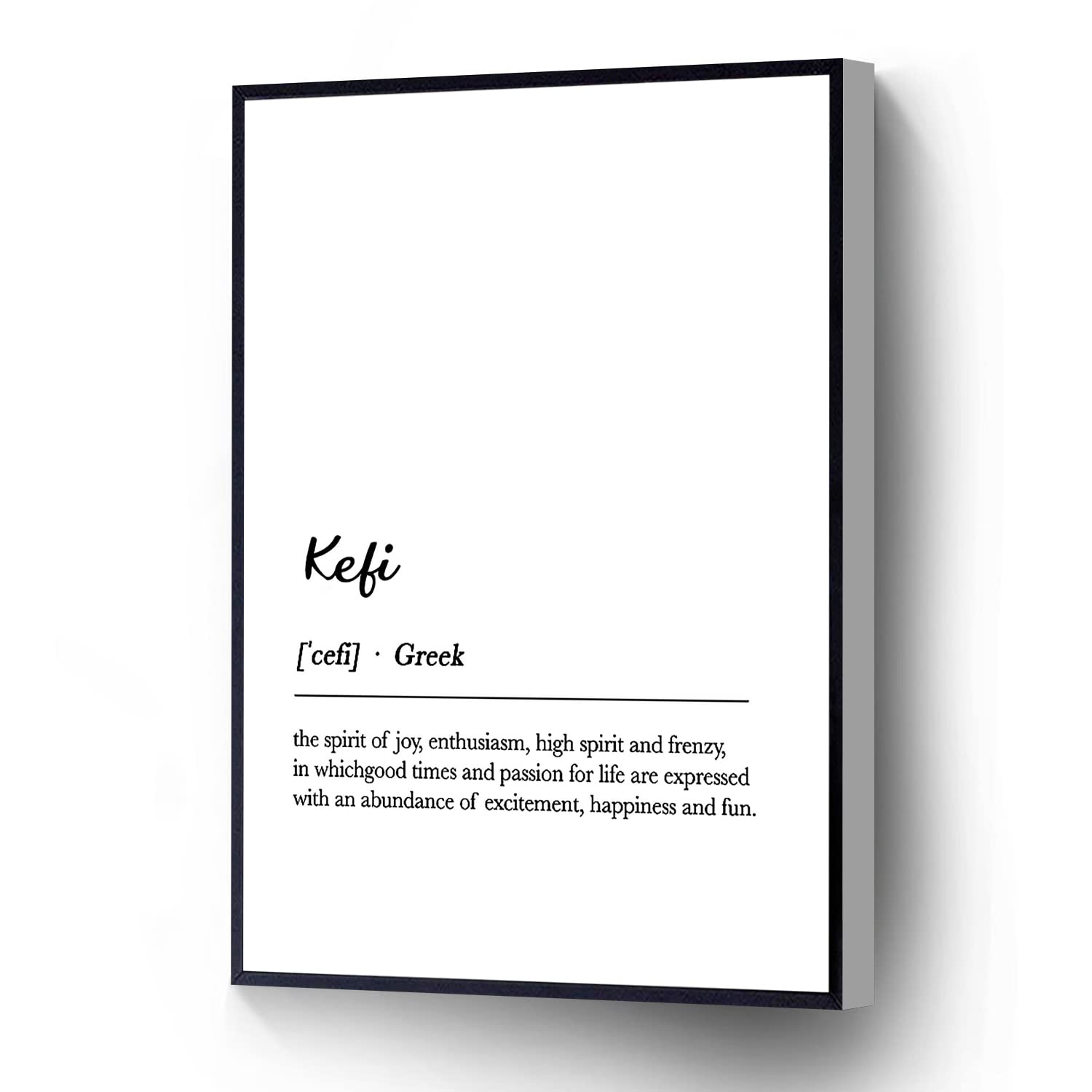 Kefi Quote Canvas Wall Art - Kefi Definition Poster, Funny Office Decor for Home, Office & Apartment - Ready to Hang Wood Frame (12x18 Inches) - Perfect for Living Room, Bedroom or Workspace Inspiration