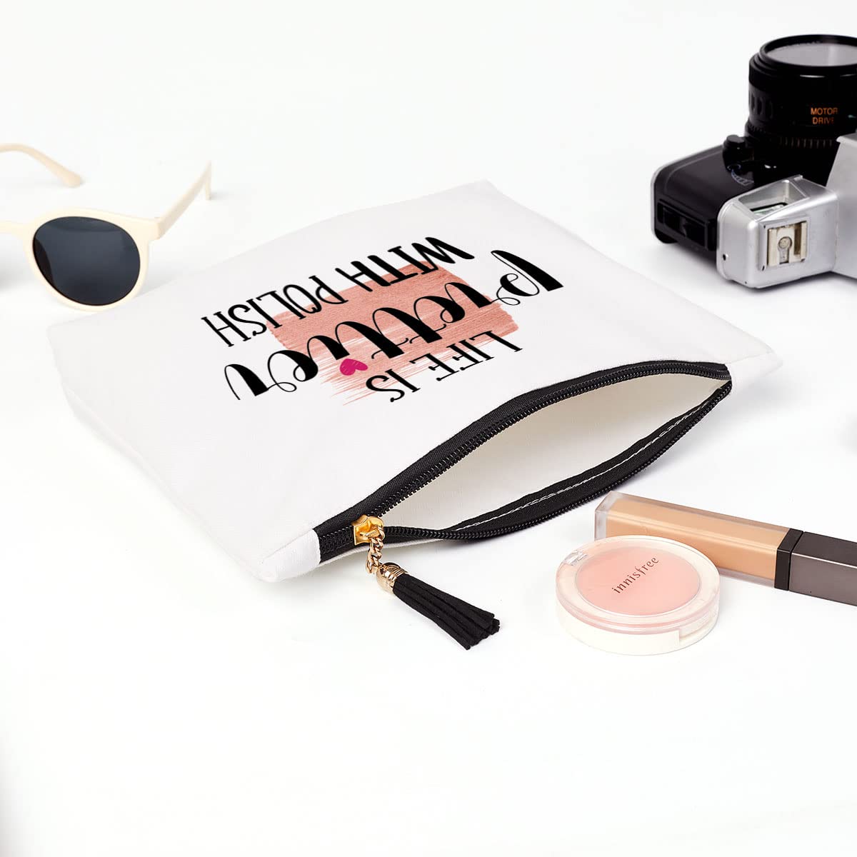 Nail Technician Gifts for Women - Nail Artist, Beautician & Manicurist Graduation, Christmas & Birthday Gifts | Life is Prettier with Polish Makeup Bag - Perfect for Salons, Cosmetology Students & Nail Care Professionals