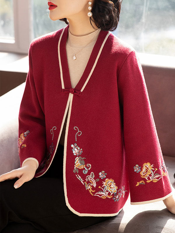 Elegant Sequined Embroidered Women's Knit Cardigan Jacket - Perfect for Mother's Day Gifts, Casual Wear & Special Occasions