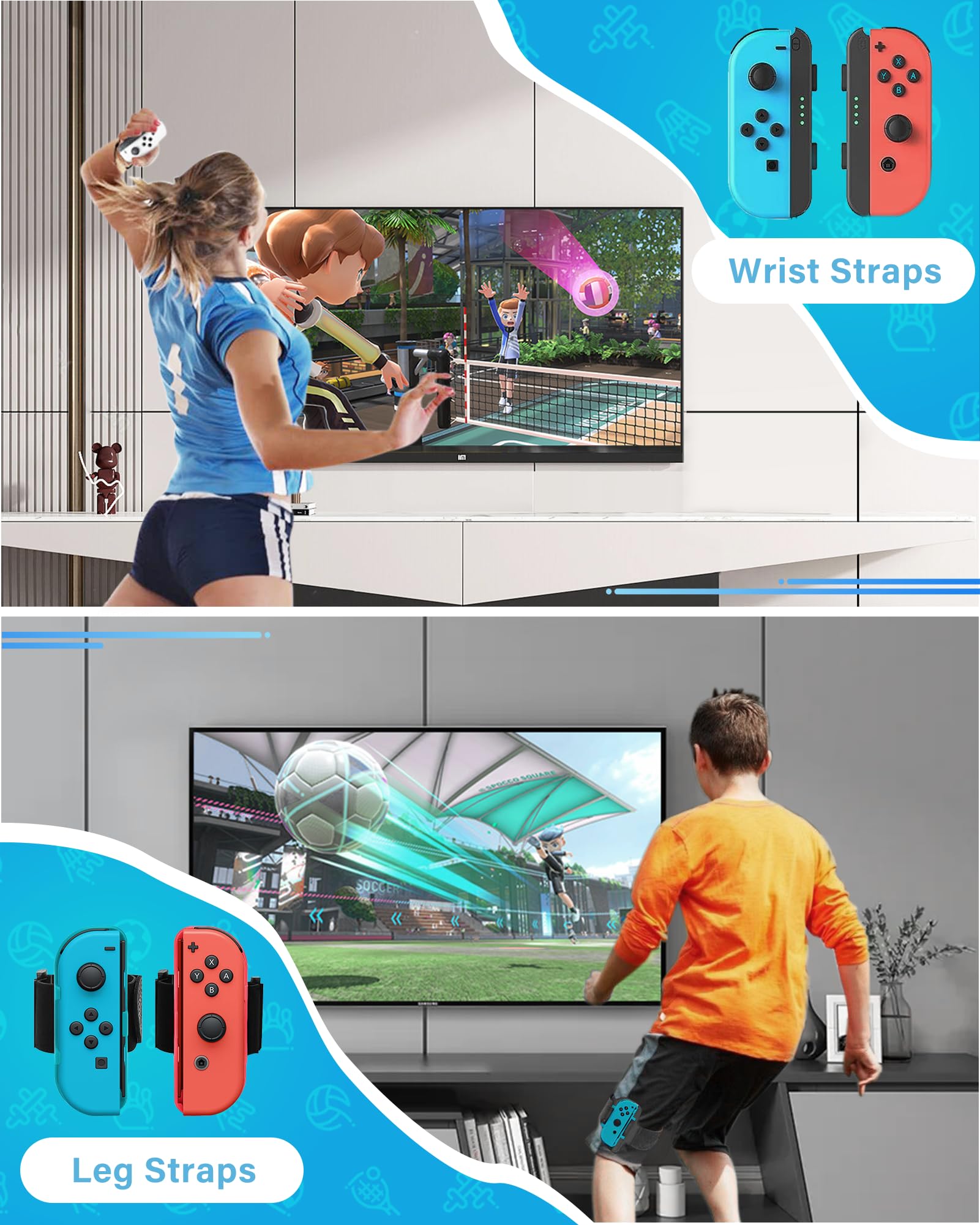 16-in-1 Nintendo Switch Sports Accessories Bundle Kit - Multiplayer Family Party Game Set for Switch/OLED - Perfect for Kids & Adults Indoor/Outdoor Sports Games