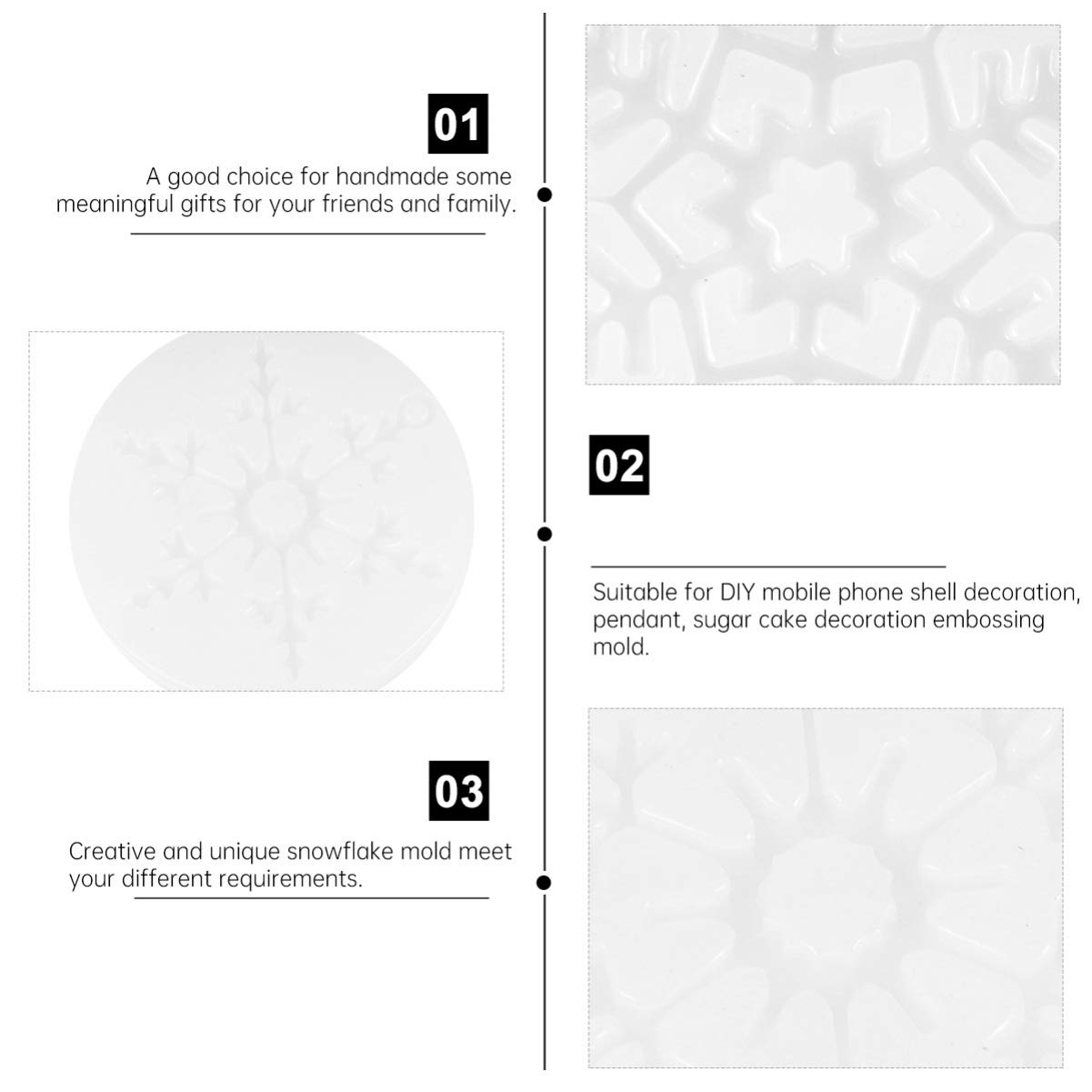 EXCEART 4-Piece Snowflake Silicone Mold Set for Holiday Baking, Jelly, Epoxy Resin Crafts, Christmas Candy Making - Perfect for DIY Fudge, Jewelry & Festive Treats (Great for Christmas Decorations & Gift Making)