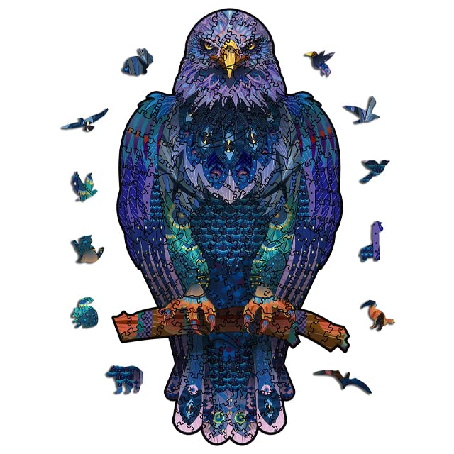 Premium Wooden Jigsaw Puzzles for Adults & Families - 200 Piece Unique Eagle Animal Shape Puzzle (7.5x13.8 Inch) - Fun Educational Brain Teaser Game for Birthday, Christmas Gifts - Perfect for Family Game Nights, Stress Relief & Home Decor