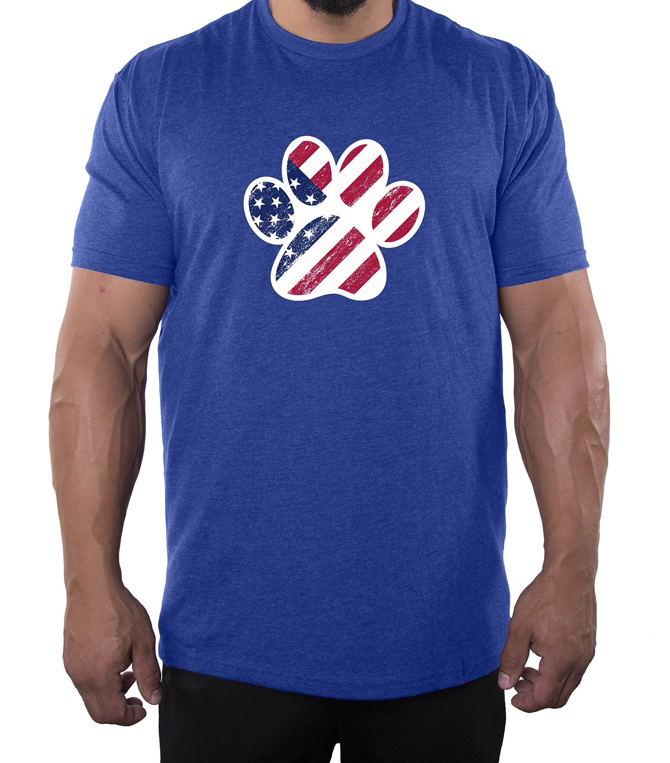 Patriotic American Flag Dog Paw Graphic T-Shirt for Men - 4th of July Independence Day Apparel - Perfect for BBQ Parties, Festivals & Casual Wear