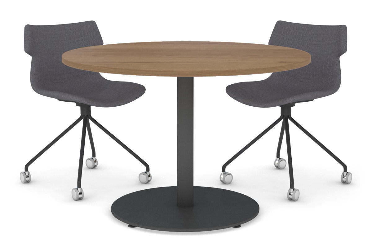 Sapphire Disc Base Cafe Table - 31.5 Inch Round Glass Top Outdoor Bistro Table for Patio, Garden, and Restaurant Use