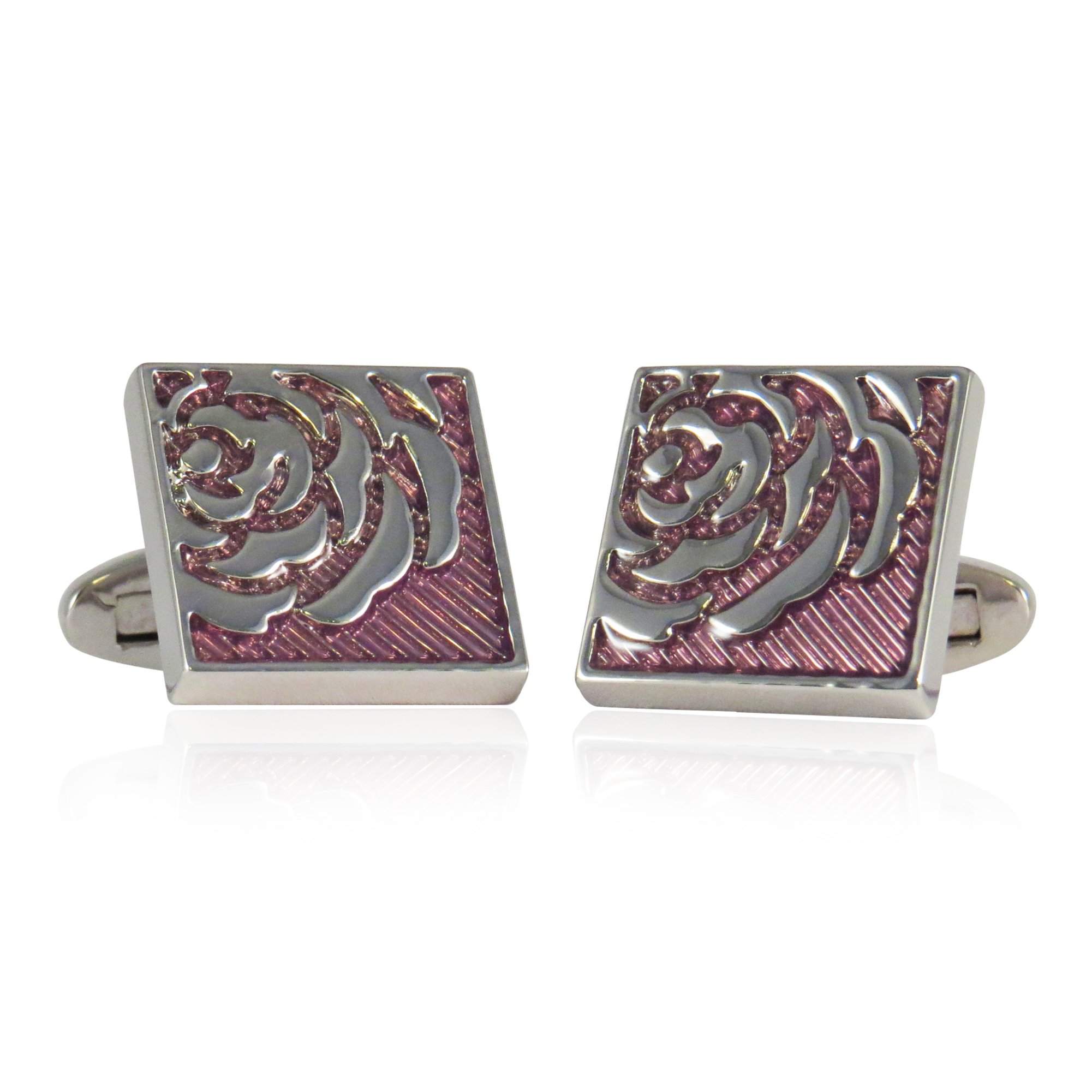 Lavender Rose Cufflinks for Men - Elegant Floral Cuff Links with Gift Box - Perfect for Weddings, Prom, Formal Events & Business Attire