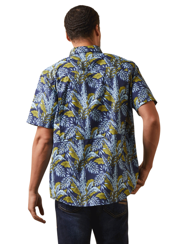 Ariat Men's VentTEK Outbound Fitted Shirt - Breathable Performance Shirt for Outdoor Activities, Hiking & Summer Adventures (Style: Midsummer Night, Size M)