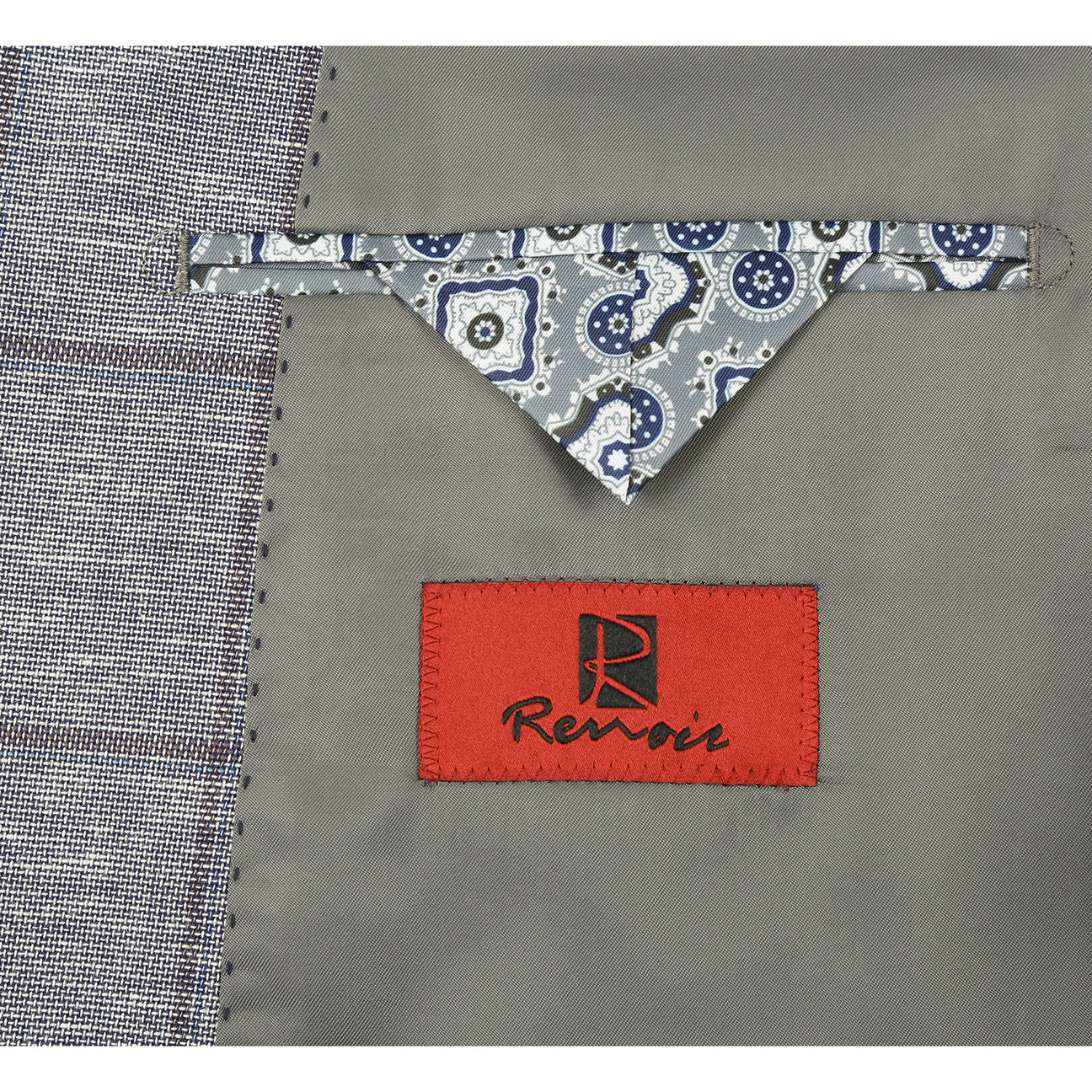 Renoir Alessandro Vitello Slim Fit Blazer for Men - Gray Blue 44 - Premium Business Jacket for Office, Weddings & Formal Events