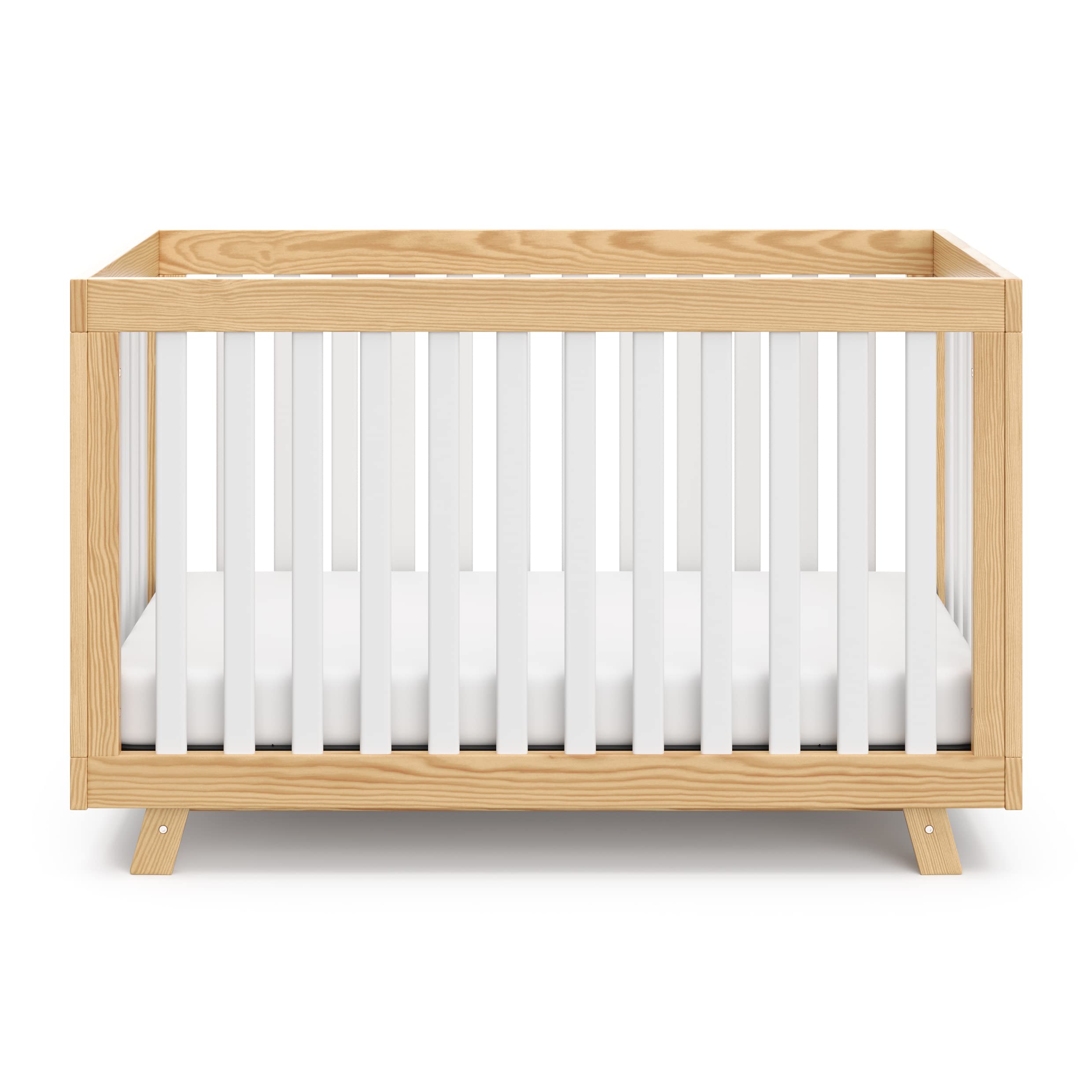 Storkcraft Beckett Convertible Crib - Natural & White Slats | Baby Crib to Toddler Bed & Daybed | Adjustable Mattress Base | Fits Standard Full-Size Crib Mattress | Perfect for Nursery, Bedroom & Guest Room