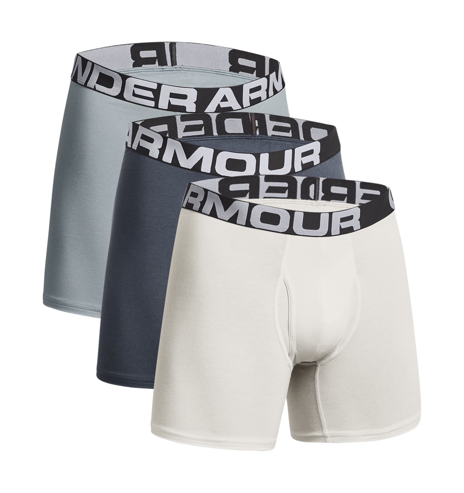 Under Armour Charged Cotton 6 Boxerjock 3-Pack Men's Boxer Briefs - 1363617-465 - Port Blue/Mod Gray - Size 5XL - Comfortable Moisture-Wicking Underwear for Workout, Sports & Daily Wear
