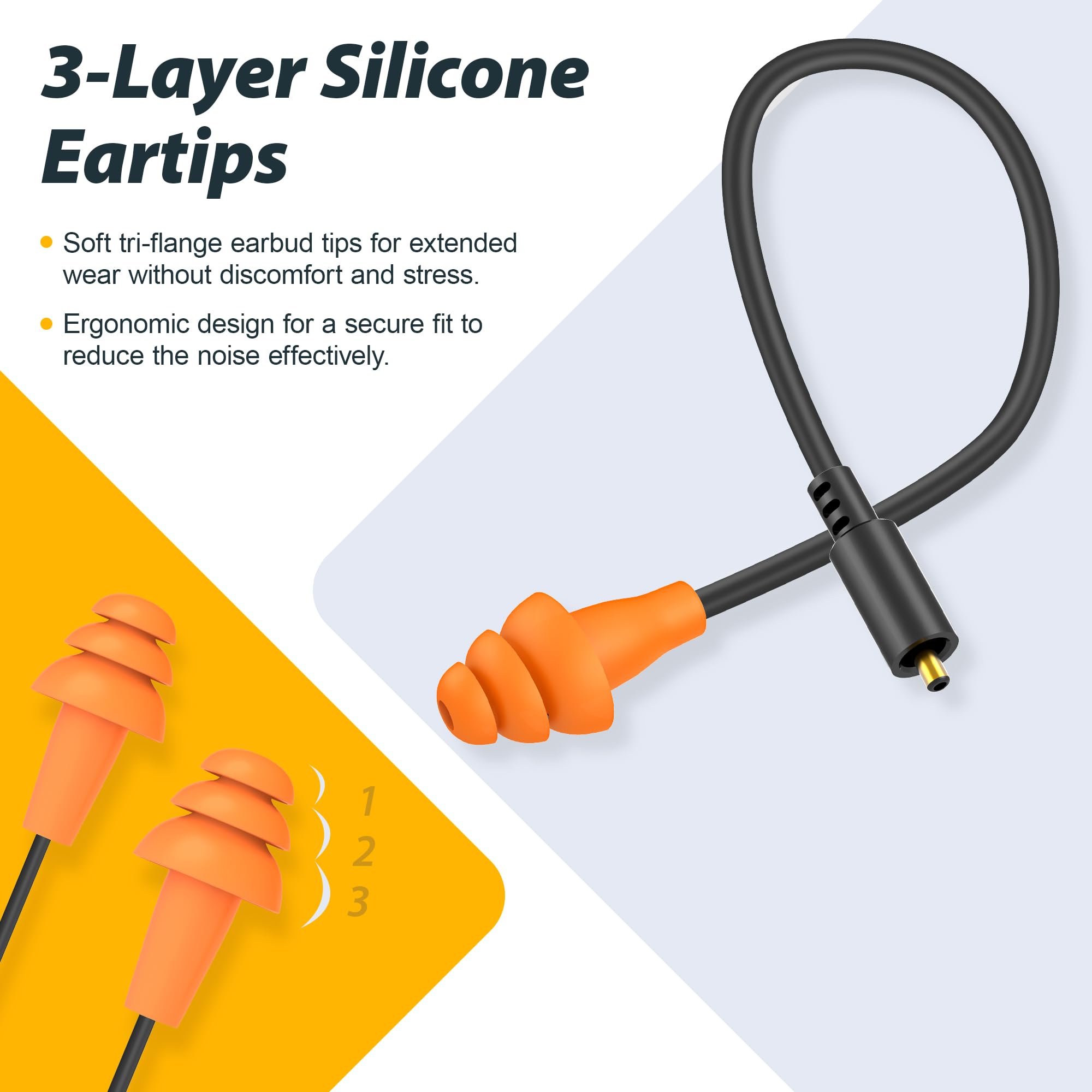 MIPEACE 2 Pack Replacement Earbud Cables for Bluetooth Earbuds - Durable Audio Cord with 3.5mm Jack (Black & Orange) - Perfect for Gym, Running, Commuting & Workouts