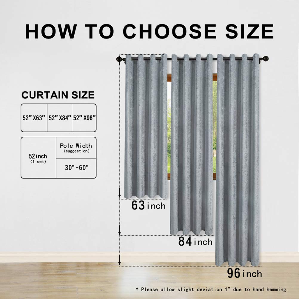 ELKCA Silver Grey Chenille Curtains - Blackout Thermal Insulated Grommet Top Window Drapes for Bedroom & Living Room (52