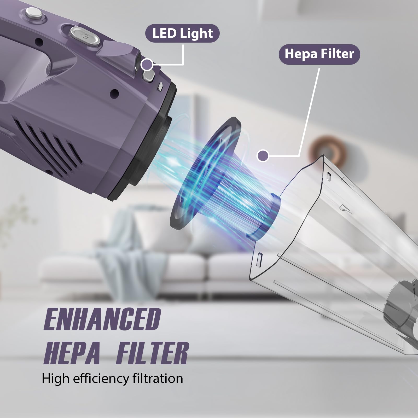 Best Cordless Handheld Vacuum for Car, Home & Office - Rechargeable, Lightweight & Portable with Multi-Accessories & LED Light | Perfect for Car Seats, Desks, Sofas & Pet Hair Cleaning