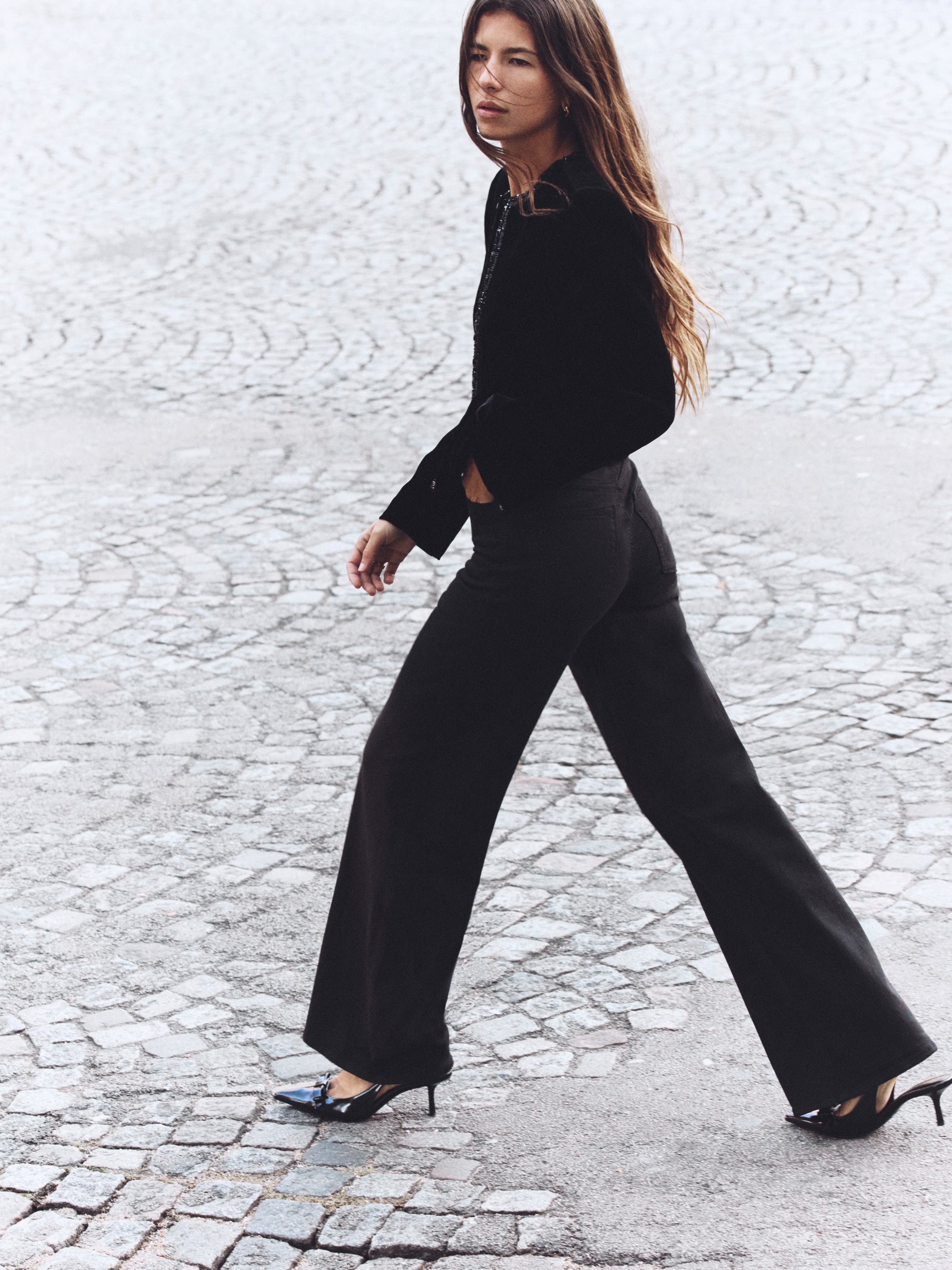 Le Slim Palazzo Long Black Pants for Women - Elegant High Waist Wide Leg Trousers for Office, Party & Evening Wear