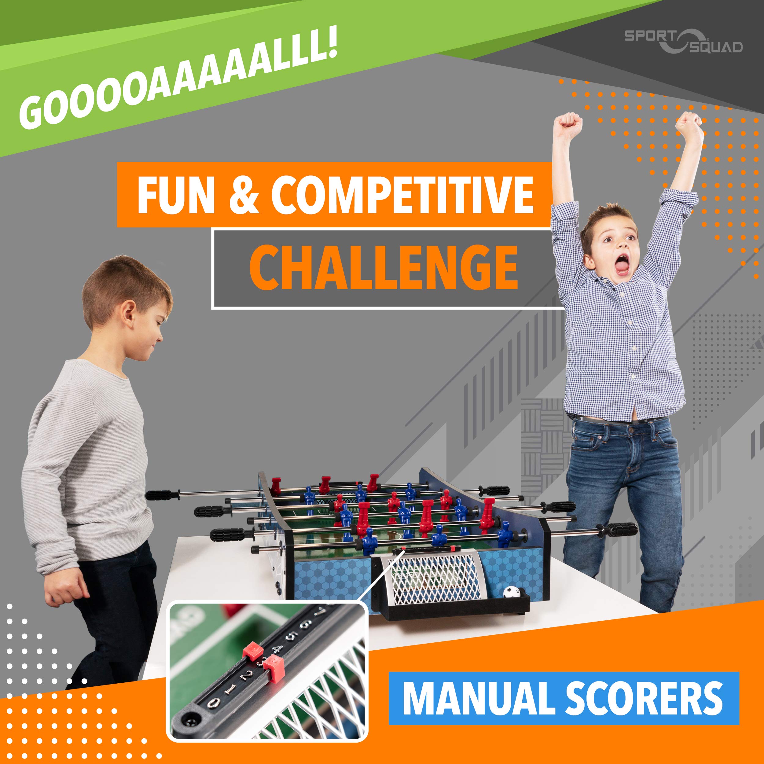 Sport Squad Wooden Foosball Table for Kids & Adults - Professional Soccer Table Game for Home Game Room & Bars - Durable Construction & Easy Assembly - Perfect for Family Game Nights & Sports-Themed Parties