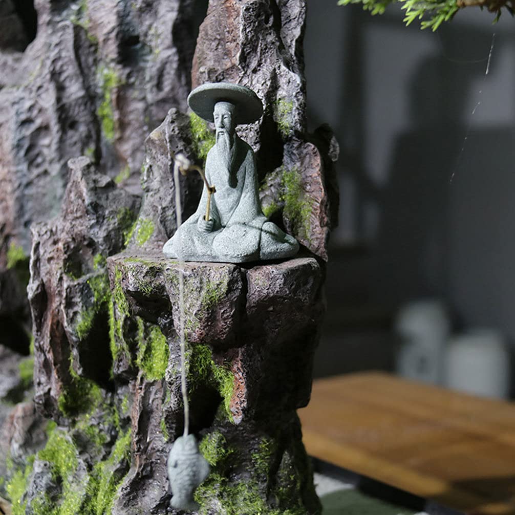 Handmade Cabilock Fairy & Fisherman Miniature Figurines - Sandstone Aquarium Decor, Fish Tank Ornaments, Bonsai & Photo Props - Perfect for Home, Office & Garden Decoration