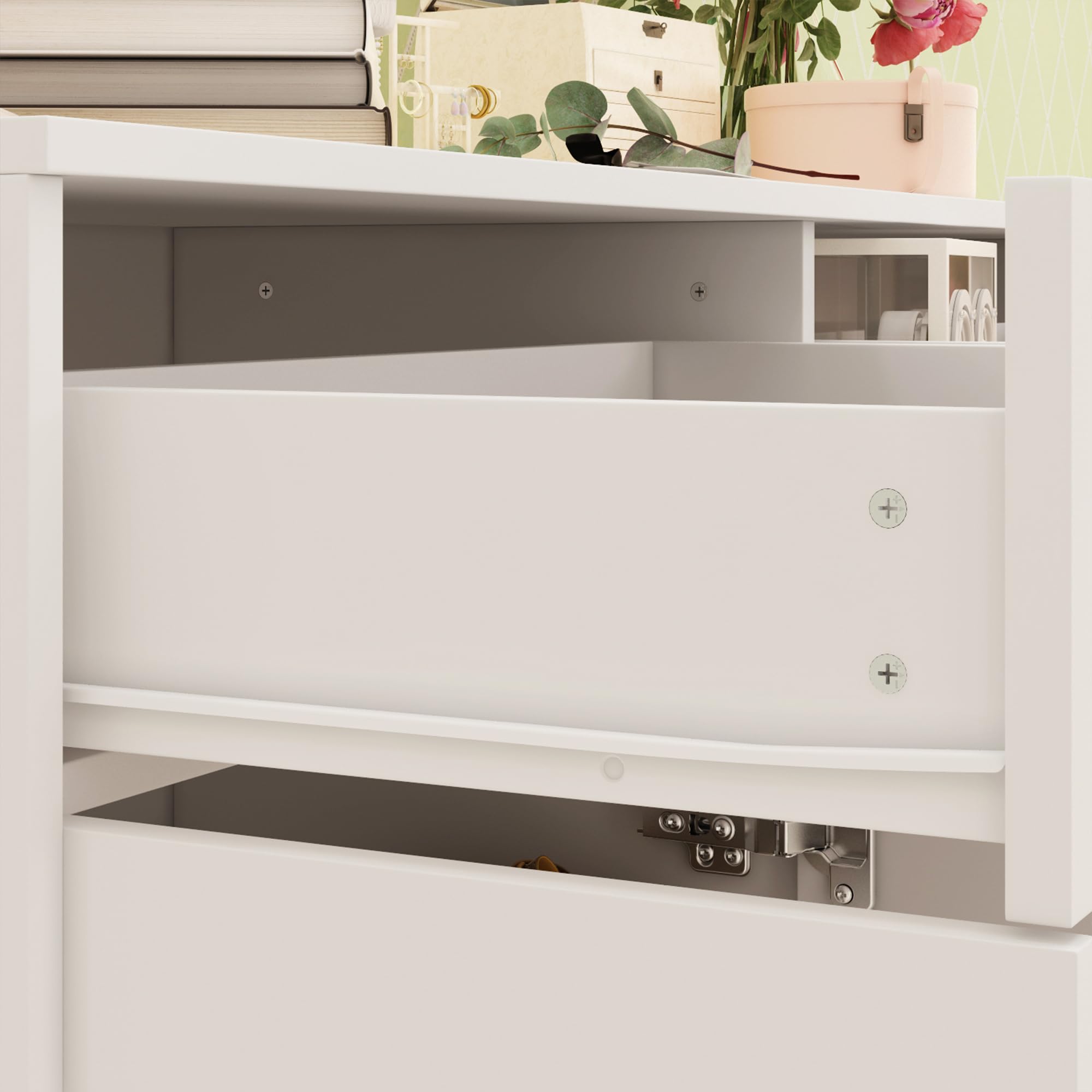 AIEGLE 4-Door 2-Drawer Shoe Storage Cabinet - Entryway Organizer for 12-18 Pairs of Shoes with Metal Handles, Freestanding Shoe Rack for Hallway, Living Room, Bedroom - White (Perfect for Small Spaces & Home Organization)