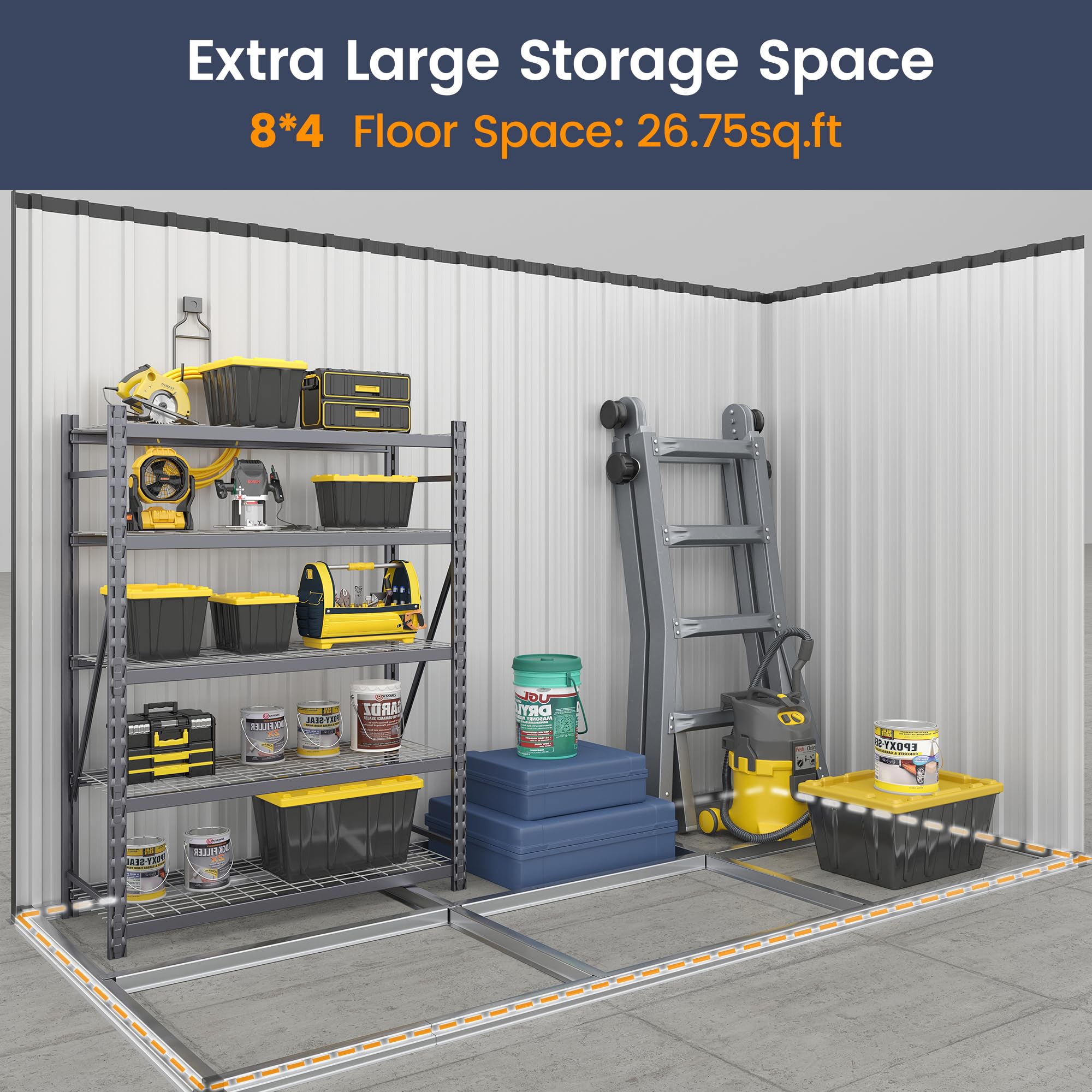 8x4 FT Outdoor Storage Shed - Galvanized Steel Metal Tool Shed with Lockable Door for Patio, Yard & Lawn - Perfect for Storing Bikes, Lawnmowers & Garden Equipment (Dark Grey)