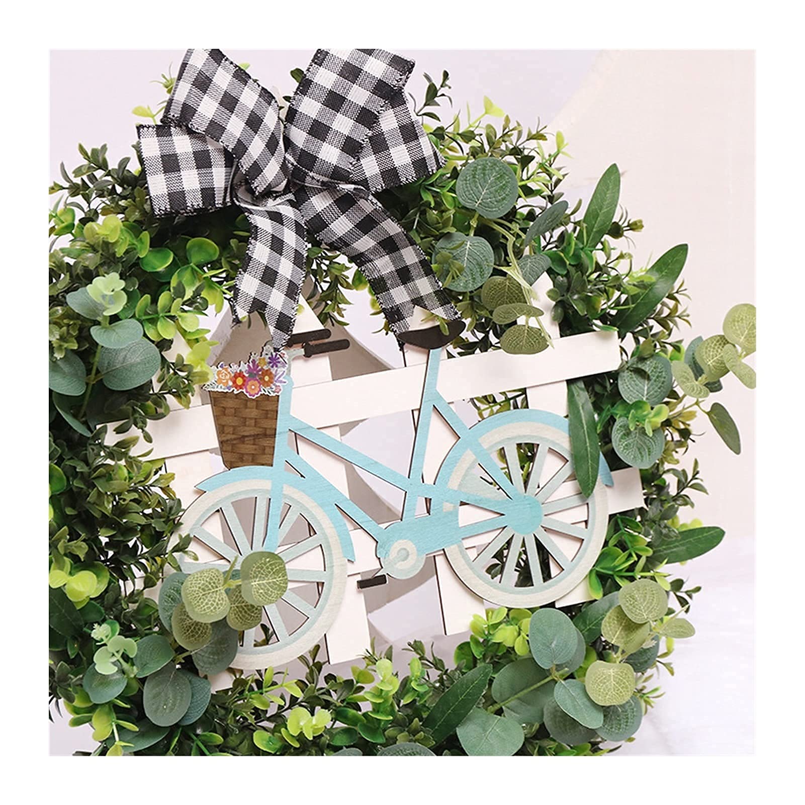 Artificial Christmas Garland Wreath - Pastoral Holiday Decor for Home, Wedding, Hotel, Window & Door - Bicycle Wreath Style - Perfect for Christmas Tree, Mantel & Festive Party Decorations