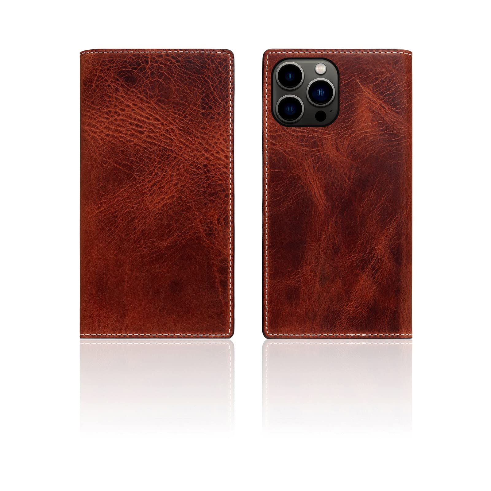 Premium SLG D7 Italian Wax Leather Wallet Case for iPhone 12 Pro Max - Handcrafted Diary Style with Card Slots & Cash Pocket | Luxury Protective Phone Cover for Men & Women | Perfect for Business, Travel & Everyday Use (Brown)