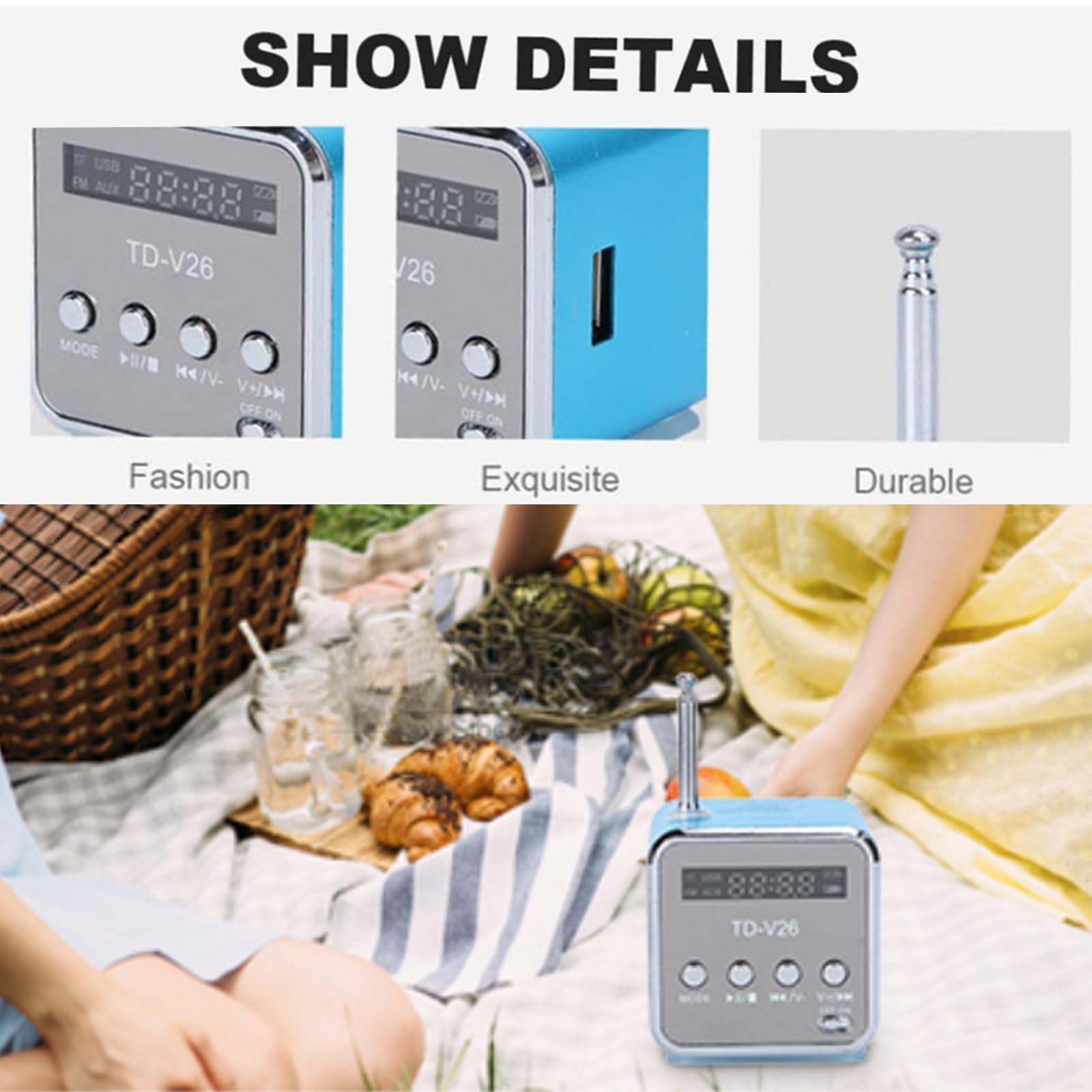Koorium® Mini Wireless Bluetooth Speaker with FM Radio, USB/TF Card MP3/4 Player - Portable Digital Speaker for Home, Office, Travel & Outdoor Use