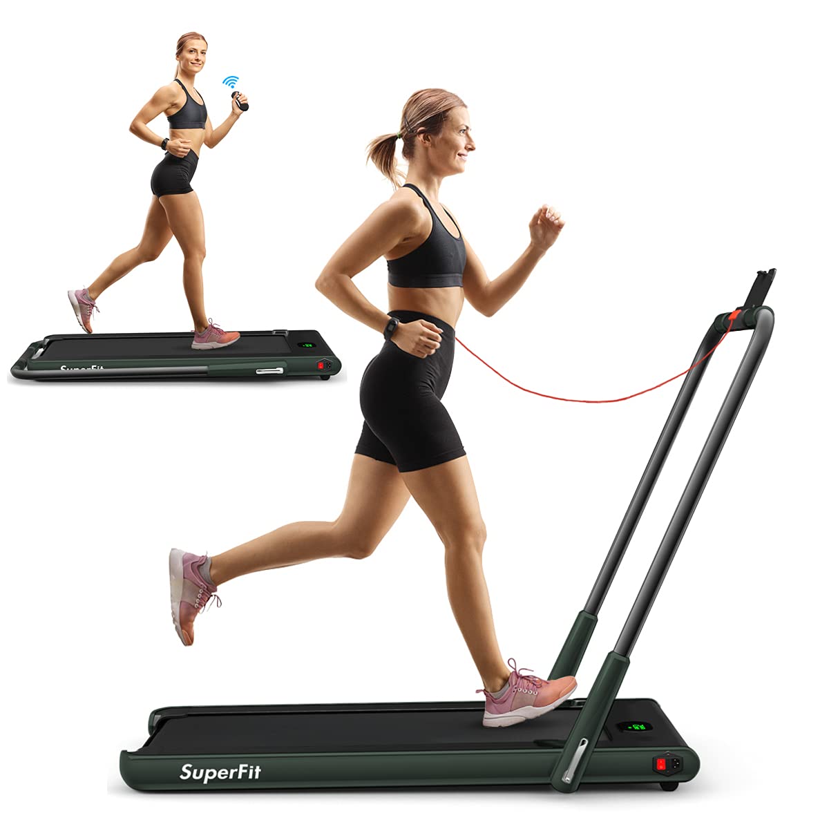 GYMAX Foldable Under Desk Treadmill with LED Display & Remote Control - Portable Walking Pad for Home Office, Small Space Workouts & Compact Home Gym - Perfect for Standing Desks, Apartment Fitness & Indoor Walking Exercise