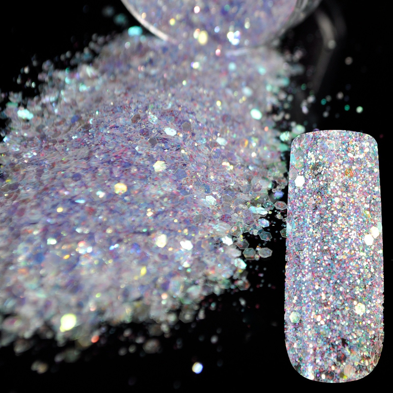 Light Purple Acrylic UV Glitter Powder for Nail Art - DIY Sequins Dust & Gem Nail Designs (Mix Size 285) - Perfect for Manicures, Pedicures, and Professional Salon Nail Art