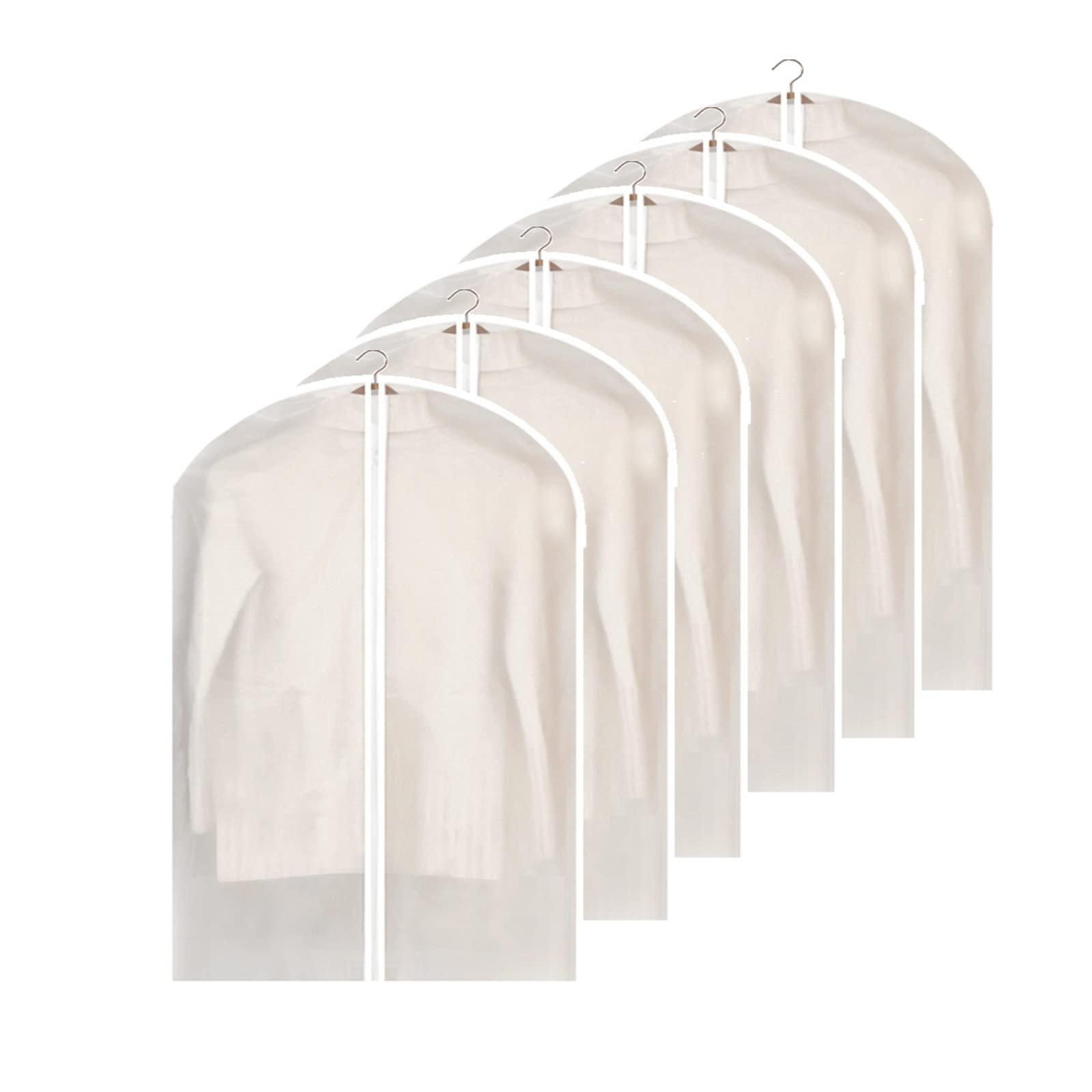 Fangkun 6-Pack Clear Garment Bags with Breathable Dust Cover & Full-Length Zipper - 24