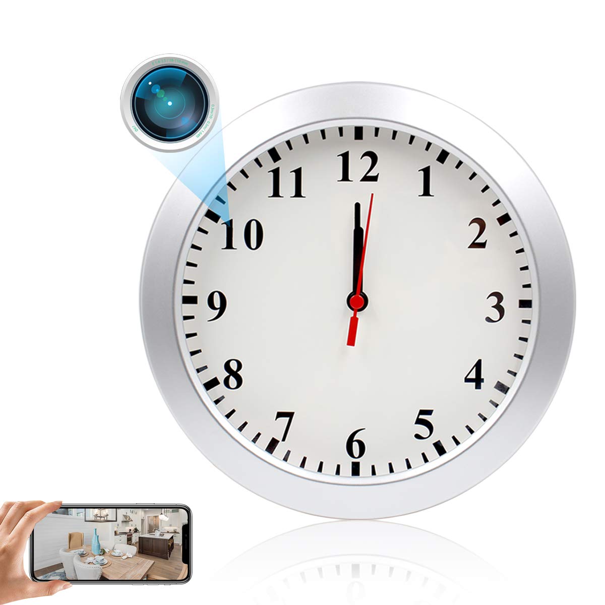 Hidden Spy Camera Wall Clock - 1080P HD WiFi Wireless Security Camera with Motion Detection Alarm, Mini Video Recorder for Home & Office Surveillance (No Audio) | Ideal for Nanny Monitoring, Elderly Care, and Business Security