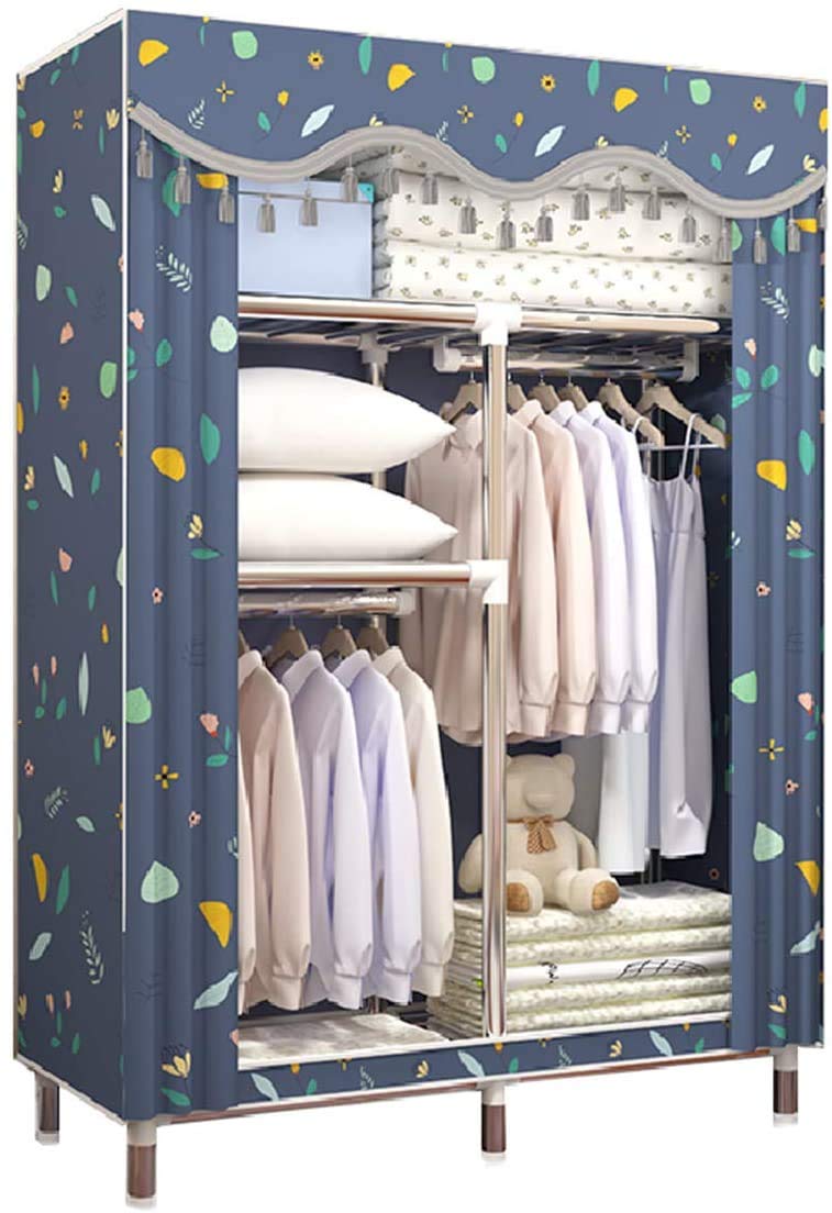 Portable Closet Organizer with Steel Frame - Freestanding Wardrobe Storage Cabinet for Clothes | Easy Assembly | Ideal for Bedroom, Dorm, Apartment & Small Spaces