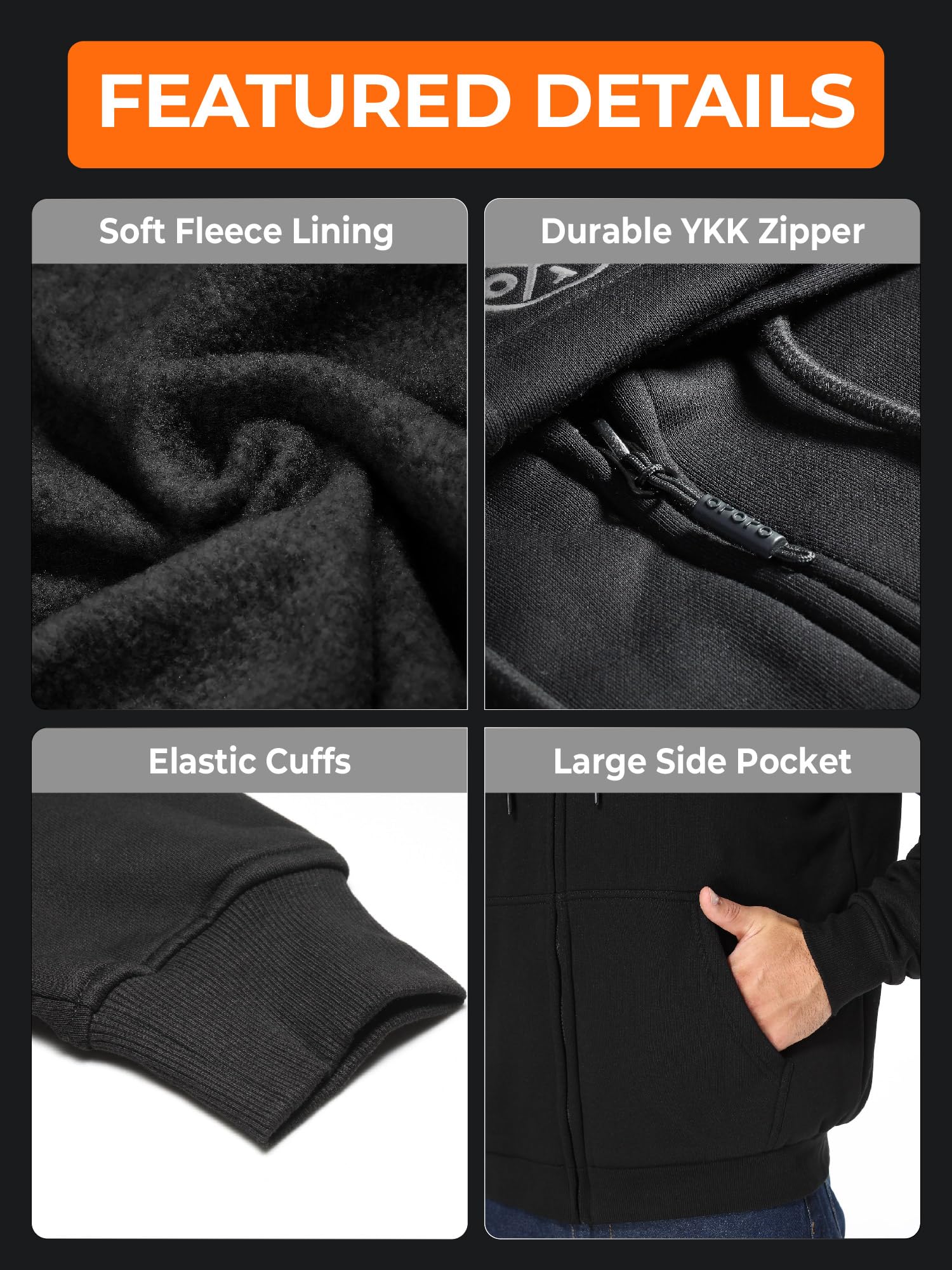ORORO Heated Hoodie with Battery - Fleece Full-Zip Electric Heated Sweatshirt for Men & Women - Winter Warm Jacket for Outdoor Activities, Camping & Work (Charger Not Included)