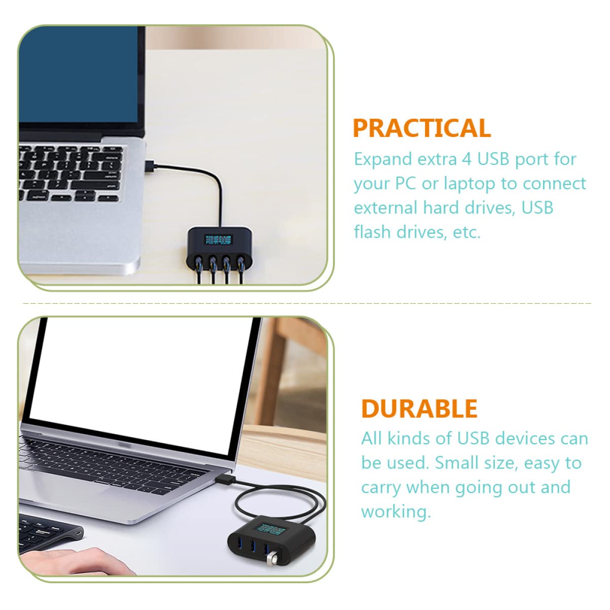 Homoyoyo 2-Port USB Hub Adapter - High-Speed USB 3.0 Splitter for Laptop, PC, MacBook - Portable Multi USB Port Extender for Keyboard, Mouse, Flash Drive - Perfect for Home Office & Travel Use