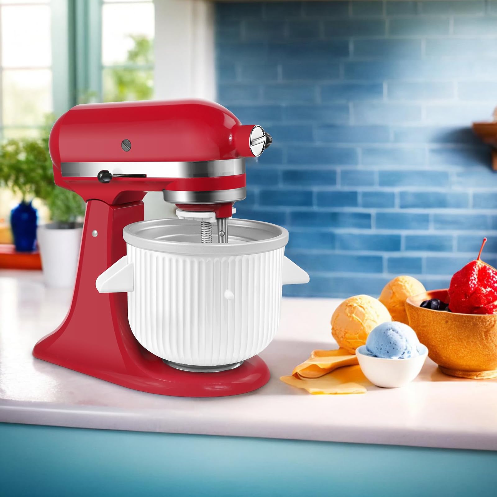 **GLINK 2-Quart Ice Cream Maker Attachment for KitchenAid Stand Mixer – Compatible with 4.5-6Qt Mixers – Make Frozen Yogurt, Ice Cream, Sorbet & Gelato at Home – Perfect for Parties, Desserts & Family Treats**