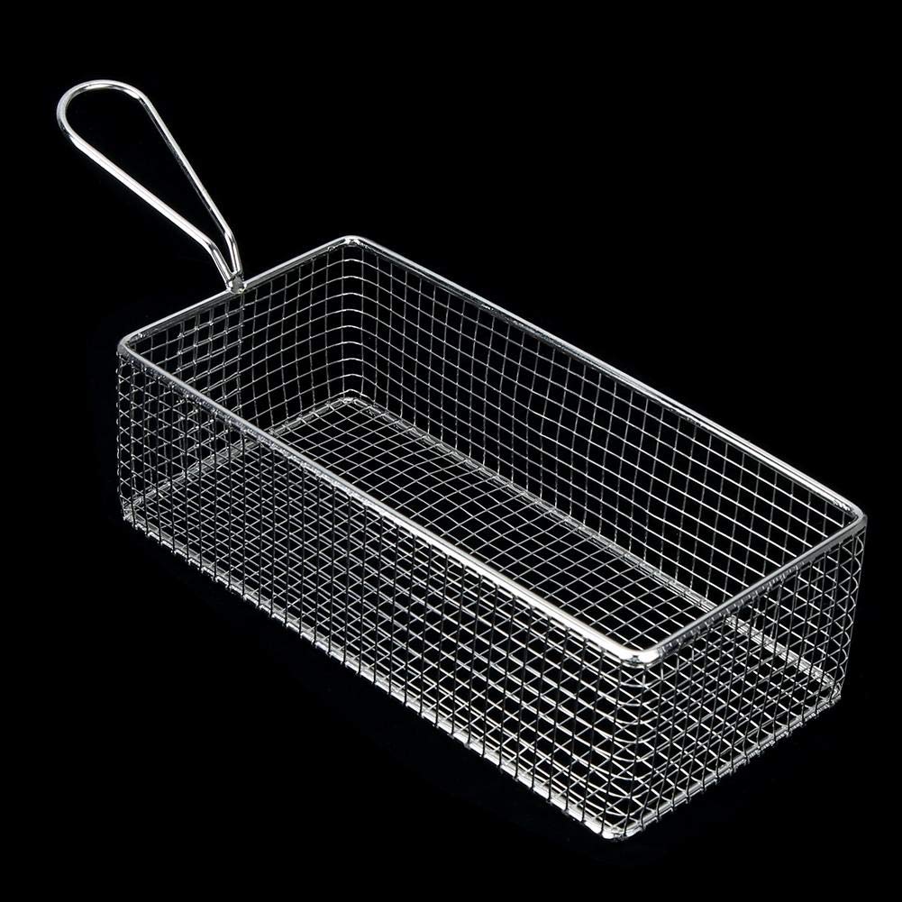 Stainless Steel Deep Fry Basket for French Fries, Onion Rings & More - Heavy Duty Kitchen Tool for Home Cooking & Restaurant Use - Perfect for Frying, Draining & Serving Snacks