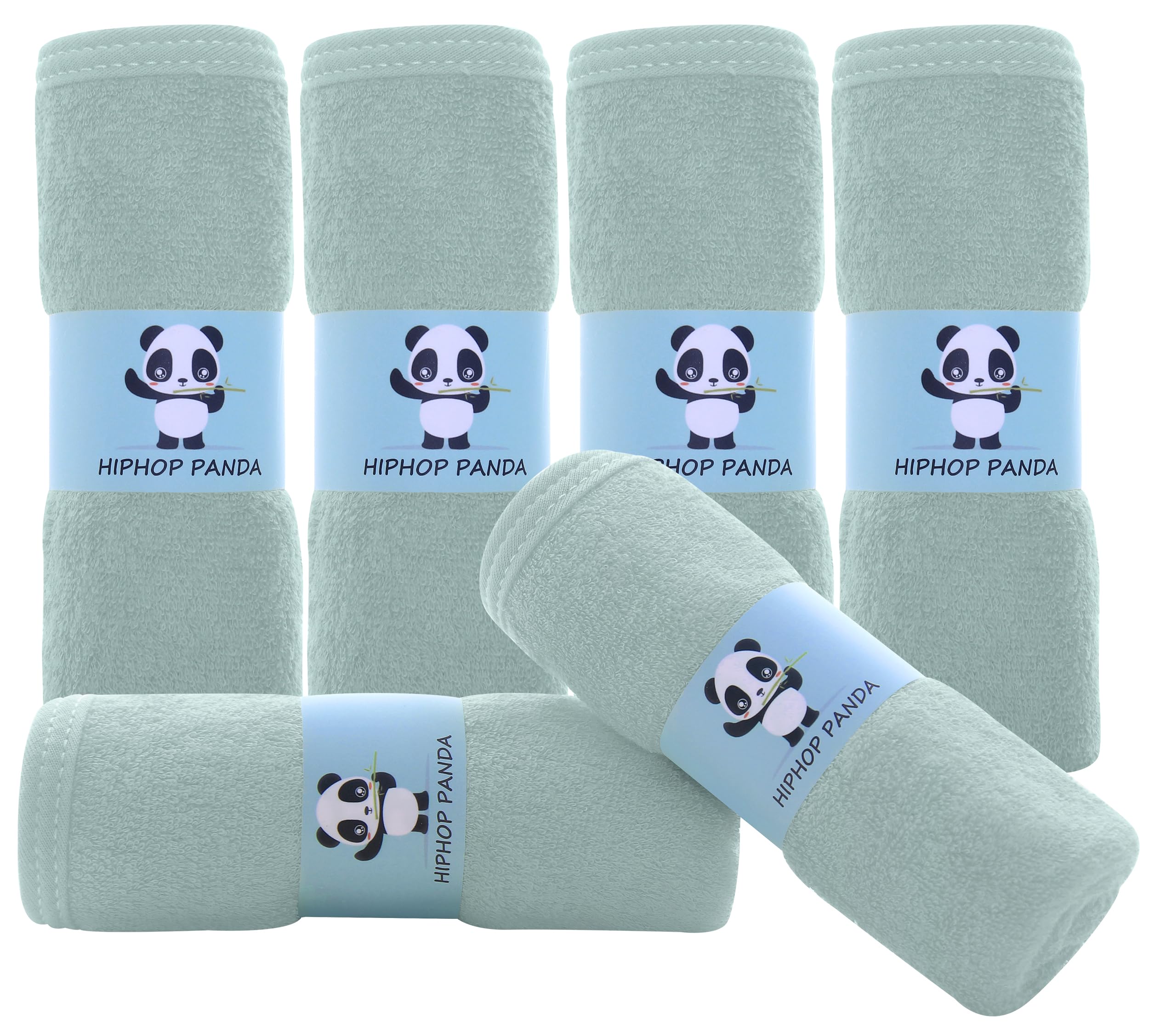 HIPHOP PANDA Baby Washcloths - 6 Pack Ultra Soft Bamboo Rayon Wash Cloths for Newborns & Delicate Skin | Gentle Face Towels & Makeup Remover | Perfect for Bath Time, Diaper Changes & Skincare Routine (Green)
