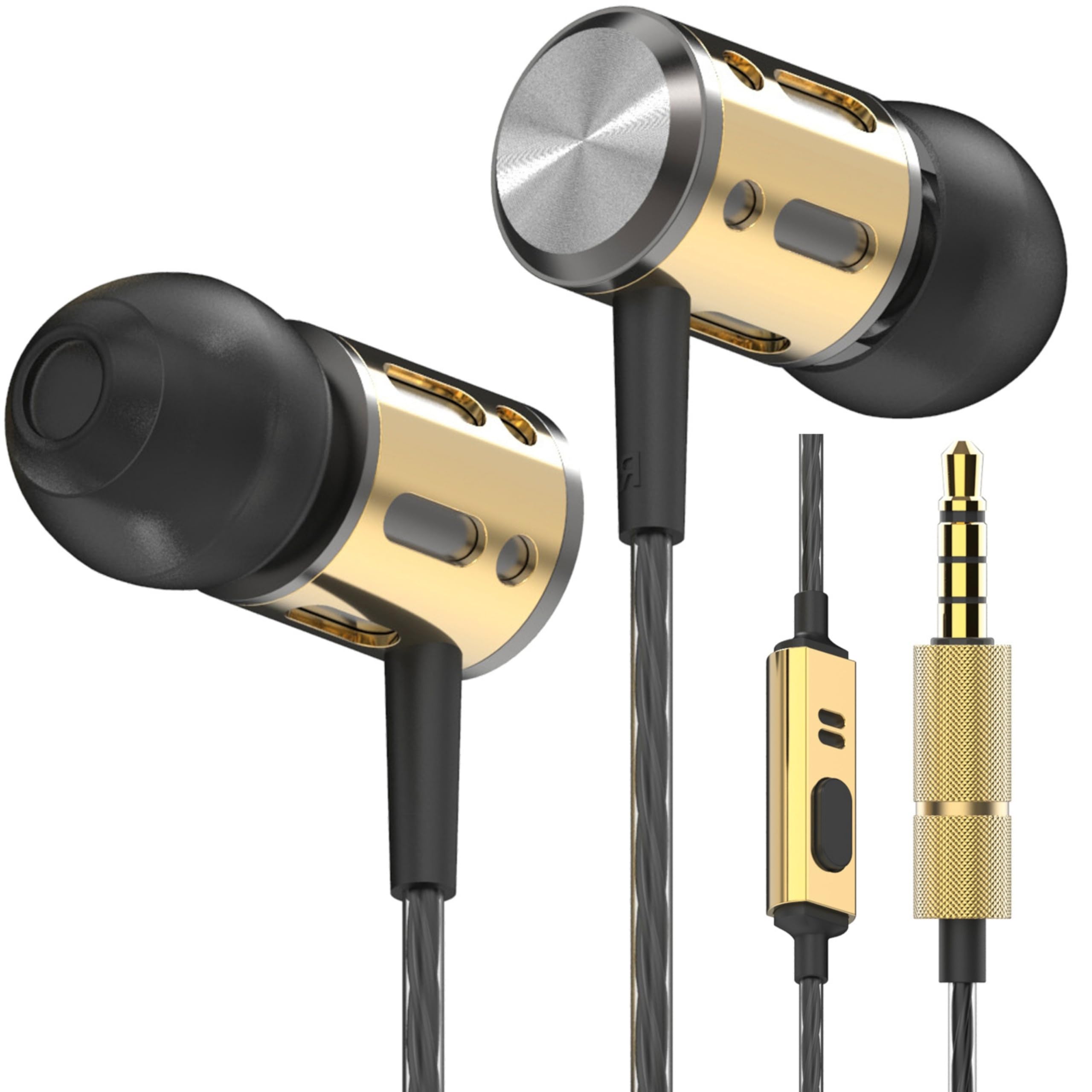 Betron AX1 Noise Isolating In-Ear Headphones with Mic - Wired Earbuds with Deep Bass & HD Sound, Tangle-Free Cable - Compatible with iPhone, Android, Laptop, Tablet - Perfect for Commuting, Gaming & Work Calls