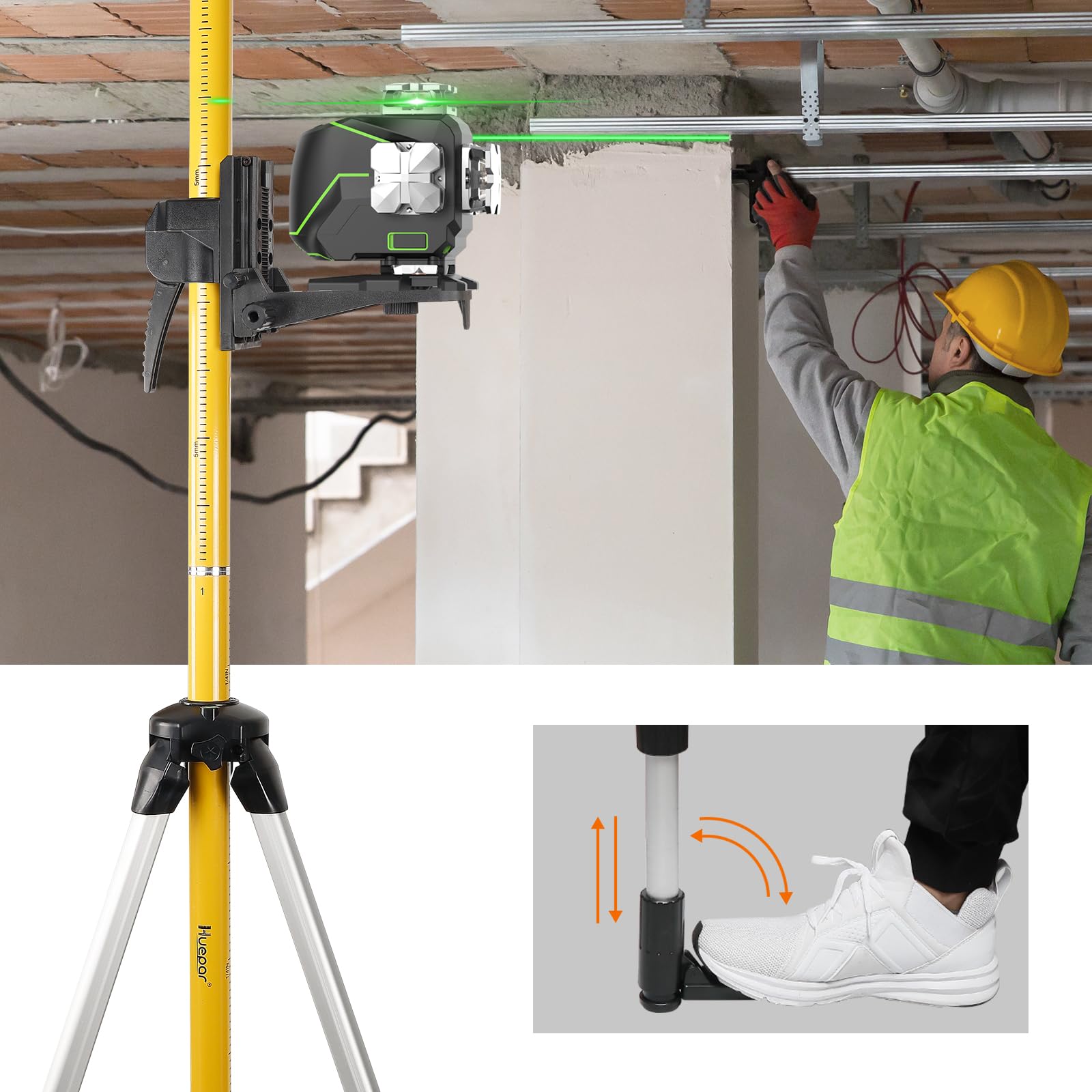 Huepar 12 Ft Telescoping Pole with 1/4