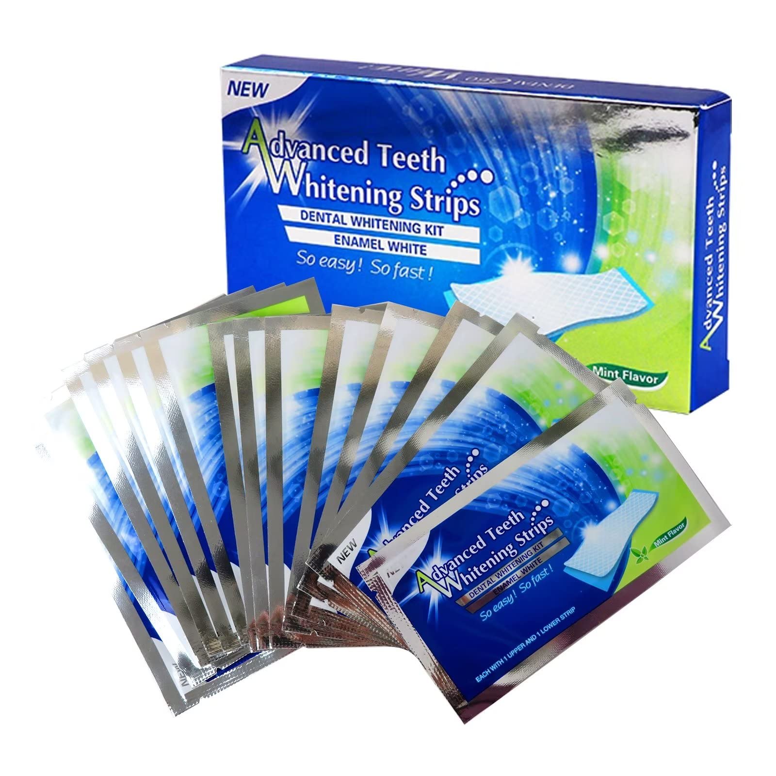 28pcs Teeth Whitening Strips - Professional Strength Dental Bleaching Strips for Sensitive Teeth | Remove Coffee, Wine, Tobacco & Soda Stains | At-Home Teeth Whitening Kit for Brighter Smile | Perfect for Weddings, Job Interviews & Special Occasions