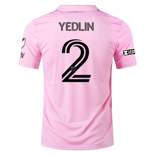 Adidas Inter Miami CF DeAndre Yedlin Home Jersey 2023-2024 with MLS & Leagues Cup Patches - Authentic Pink/Black Soccer Shirt for Fans & Match Days