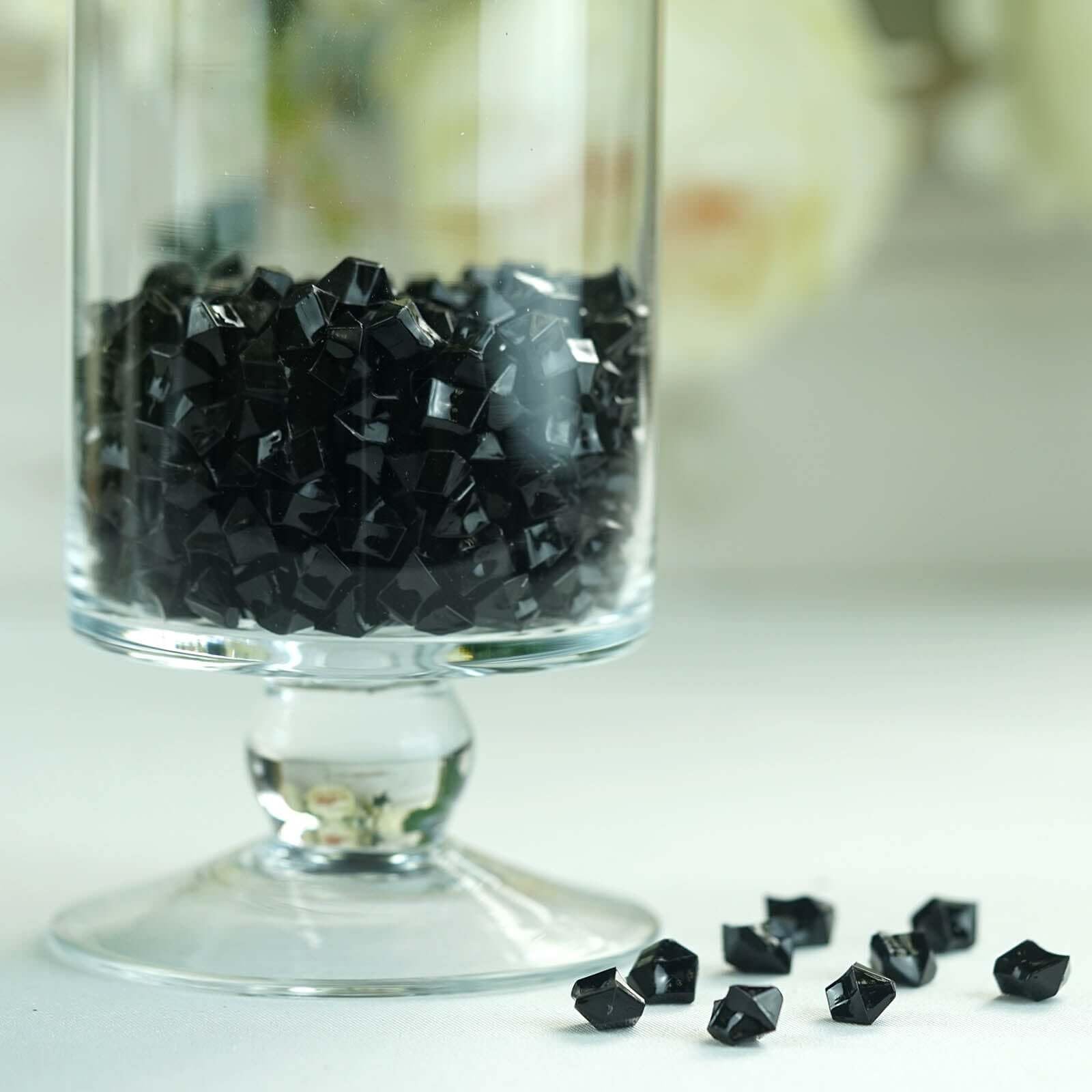 400 Pcs Black Mini Acrylic Ice Crystals - Vase Fillers, Table Scatters for Wedding, Banquet, Party Decorations - Elegant Centerpiece Accents for Tables, Floral Arrangements & Event Styling