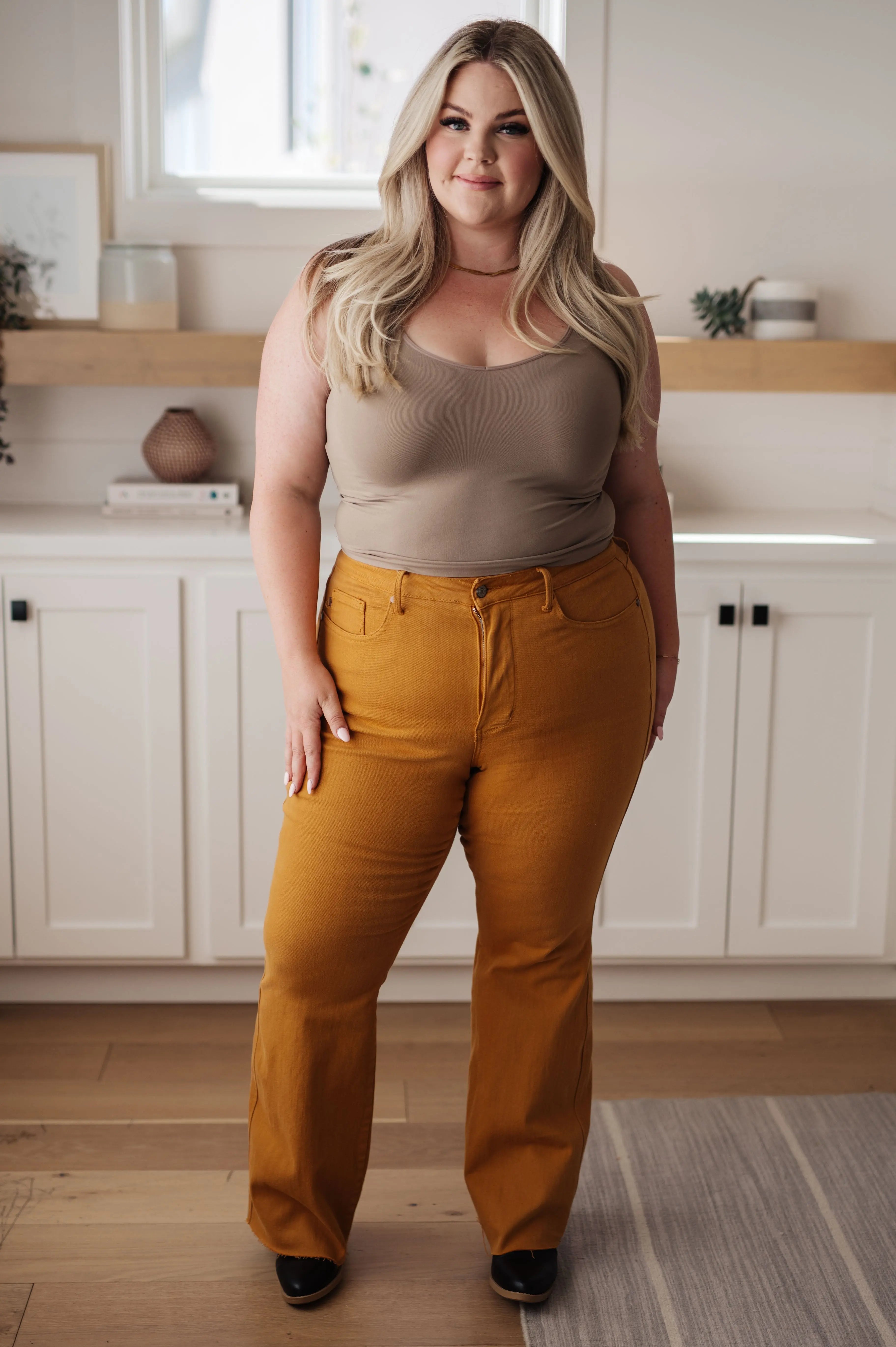 Melinda High Rise Control Top Flare Jeans for Women - Marigold Wash | Slimming & Comfortable Stretch Denim | Perfect for Casual Outfits & Date Nights